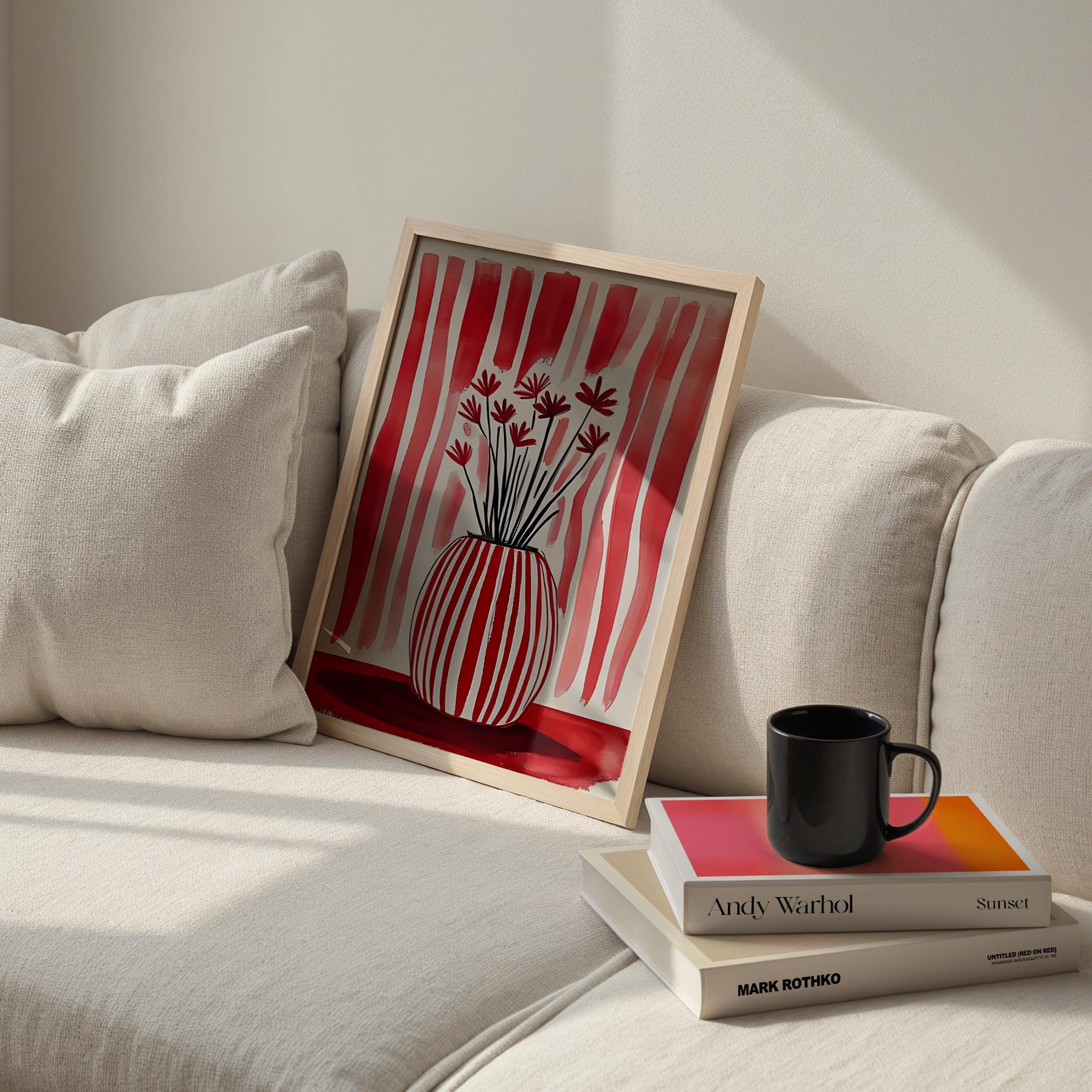 Çizgili Vazo IX - Kırmızı