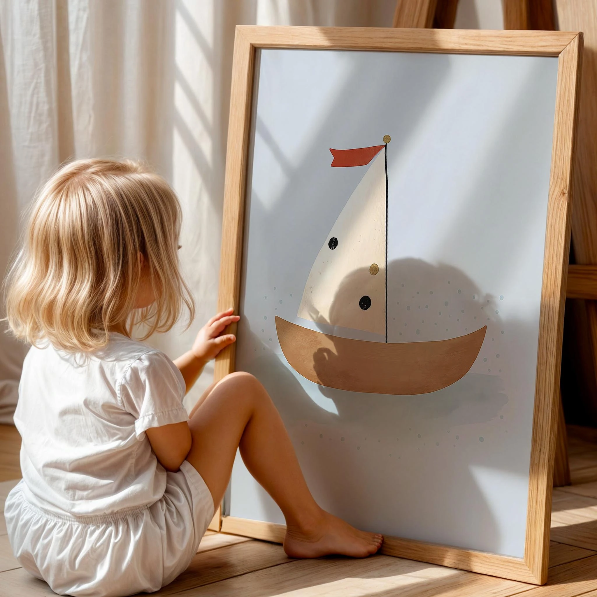 Gemicik Deniz Temalı Çocuk Odası Ahşap Tablo