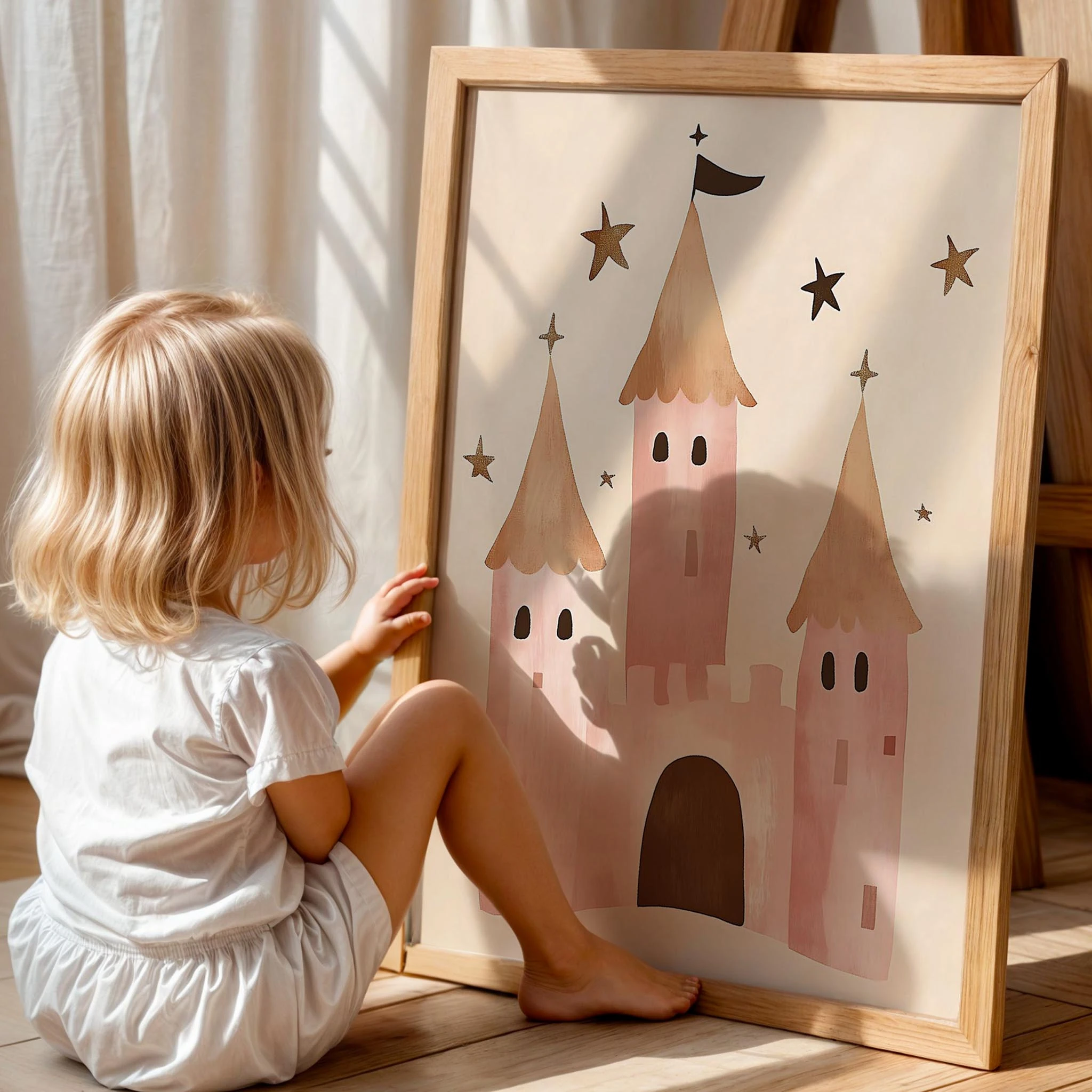 Peri Masalı Prenses Şatosu Bohem Kız Çocuk Odası Ahşap Tablo