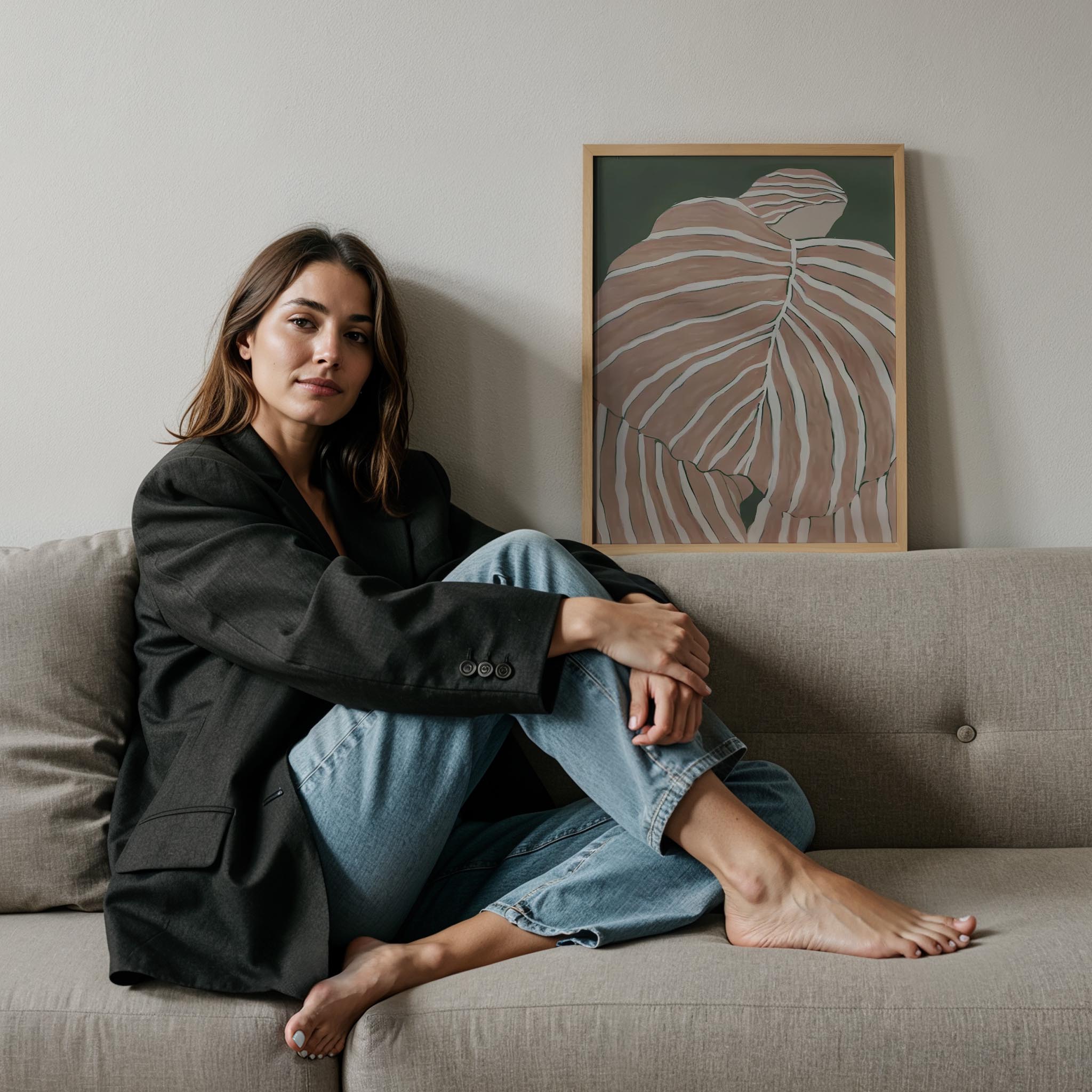 Terakota Çizgili Figür I - Zümrüt