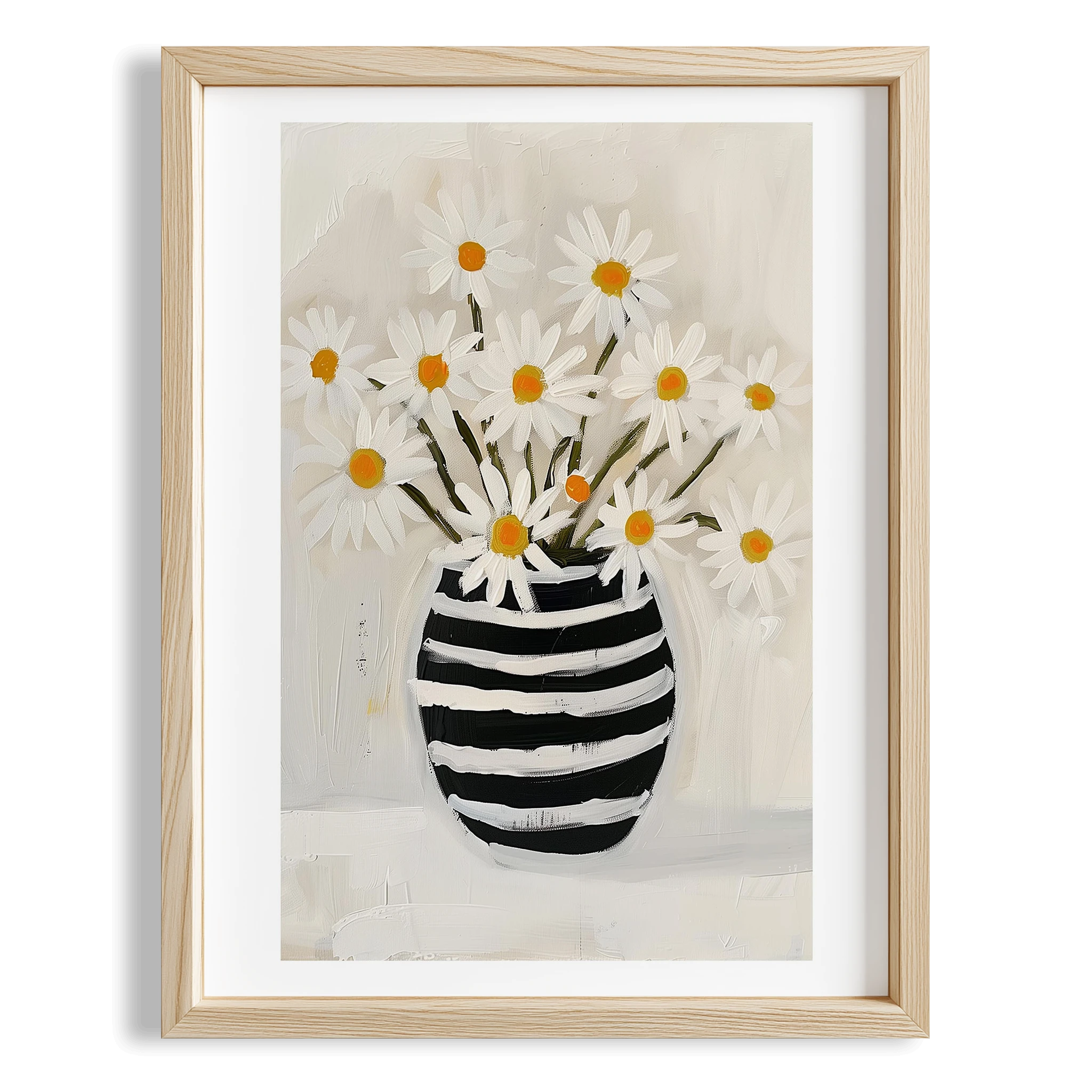 Vazo ve Çiçekler IV - Papatyalar Çizgili