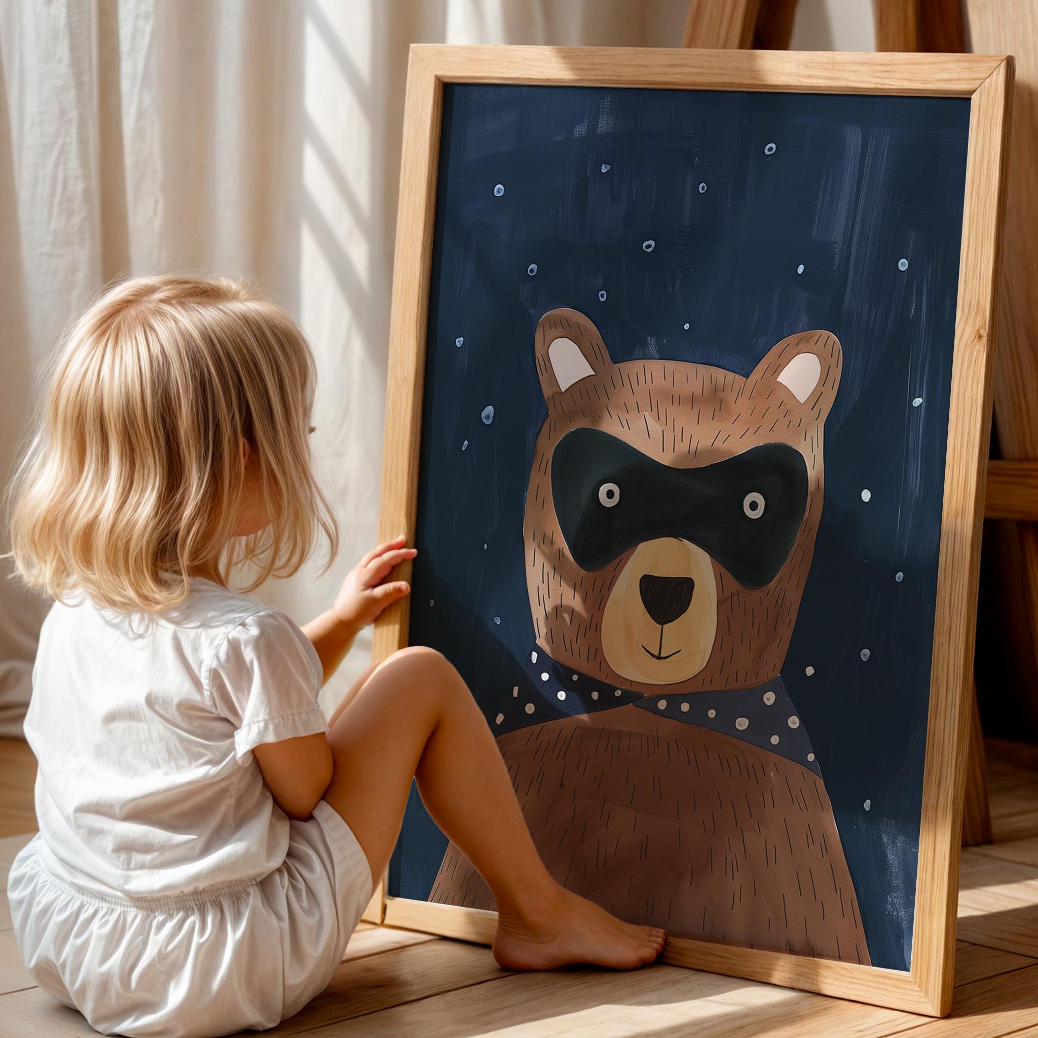 Ayıcık Kahraman Superman Uzay Temalı Erkek Çocuk Odası Ahşap Tablo II