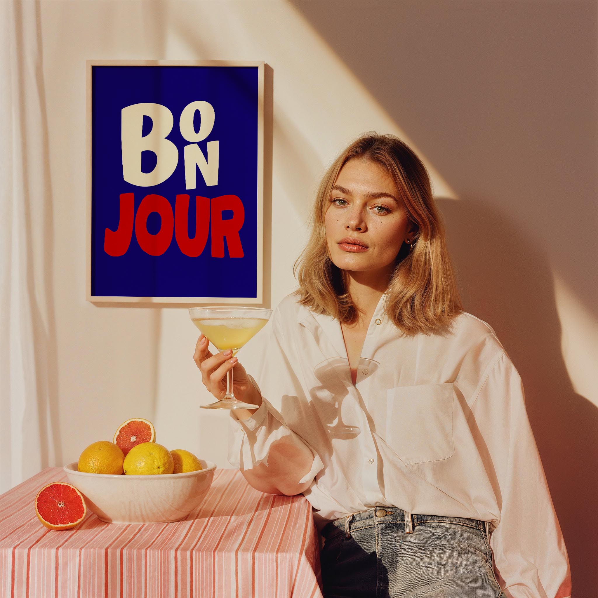 Bonjour Tipografi Mutfak Duvar Tablosu