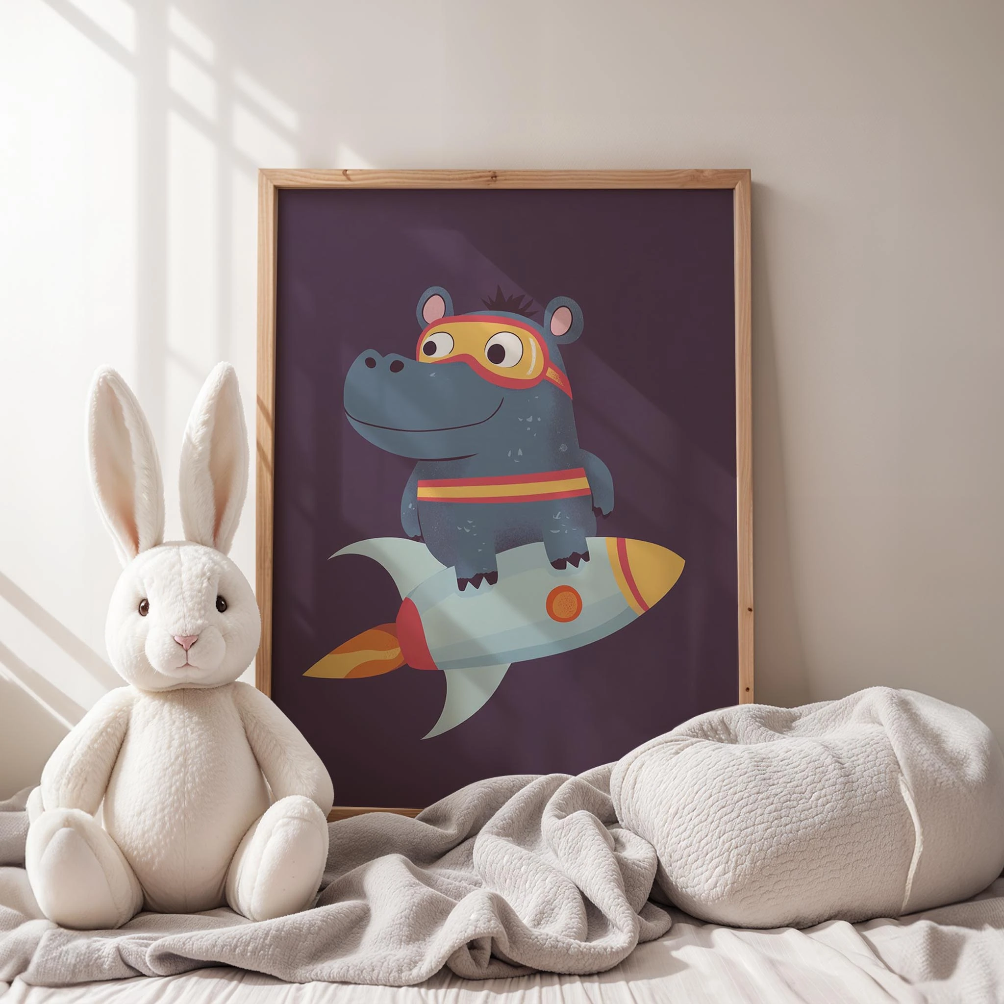 Roketli Süper Su Aygırı - Mor Fon