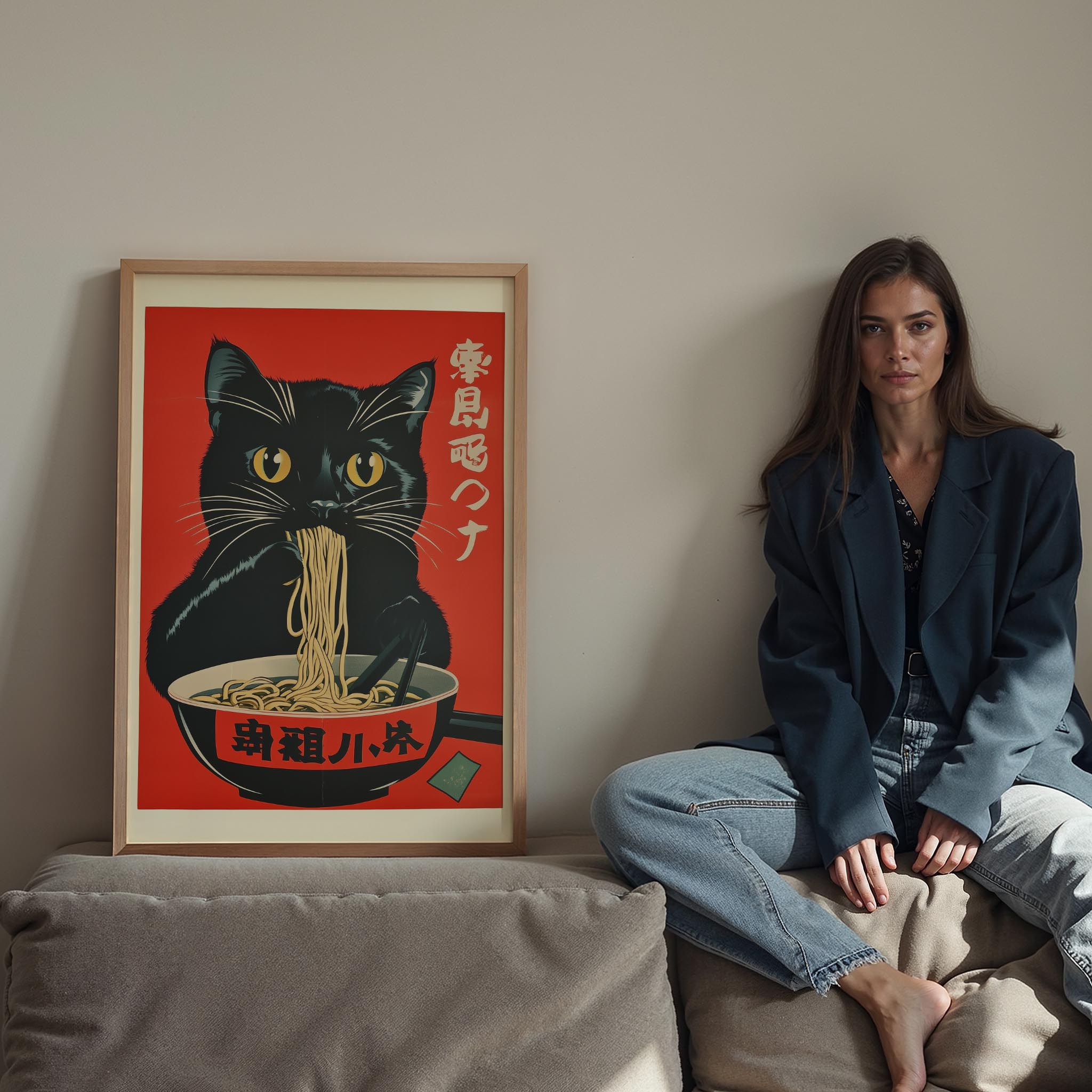 Ramen Yiyen Siyah Kedi