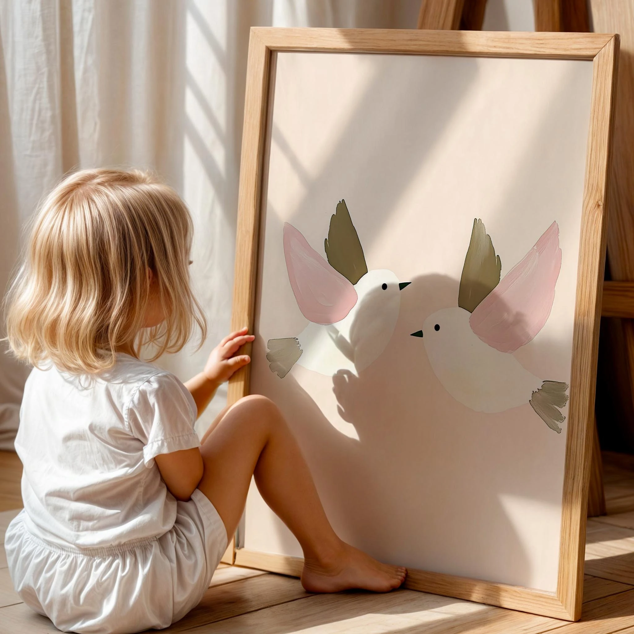 Uçan Kuşlar Bohem Kız Çocuk Odası Ahşap Tablo