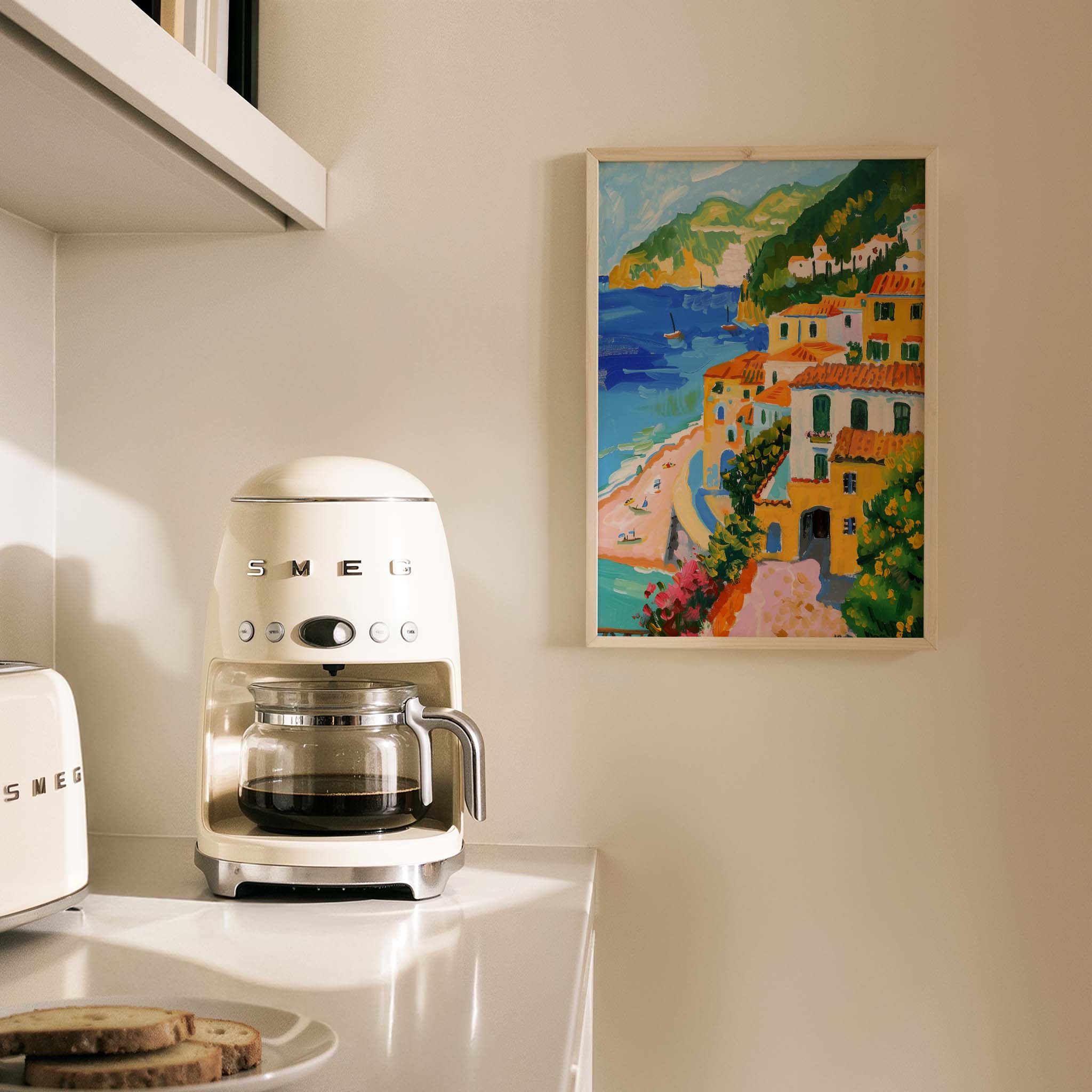 Positano Sahil Kasabası Manzarası İtalya Koleksiyonu Mutfak Duvar Tablosu