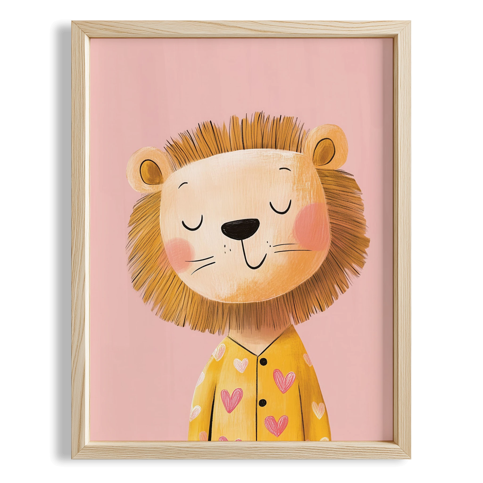 Pijamalı Uykucu Kaplan - Pembe Fon