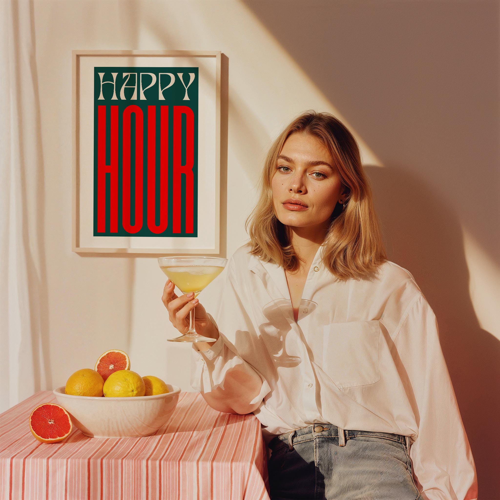 Happy Hour Tipografi Mutfak Duvar Tablosu