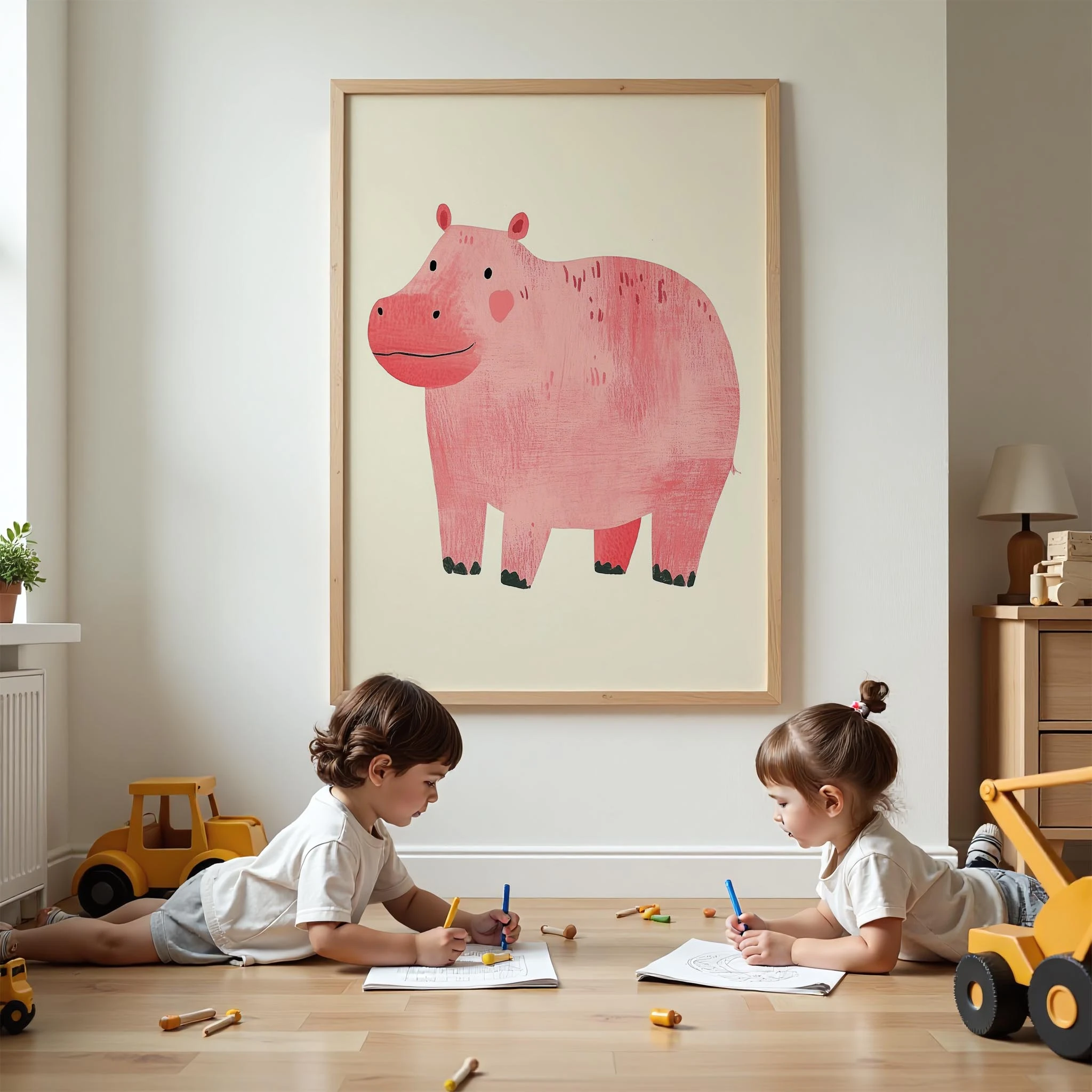 Pembe Su Aygırı - Beyaz Fon