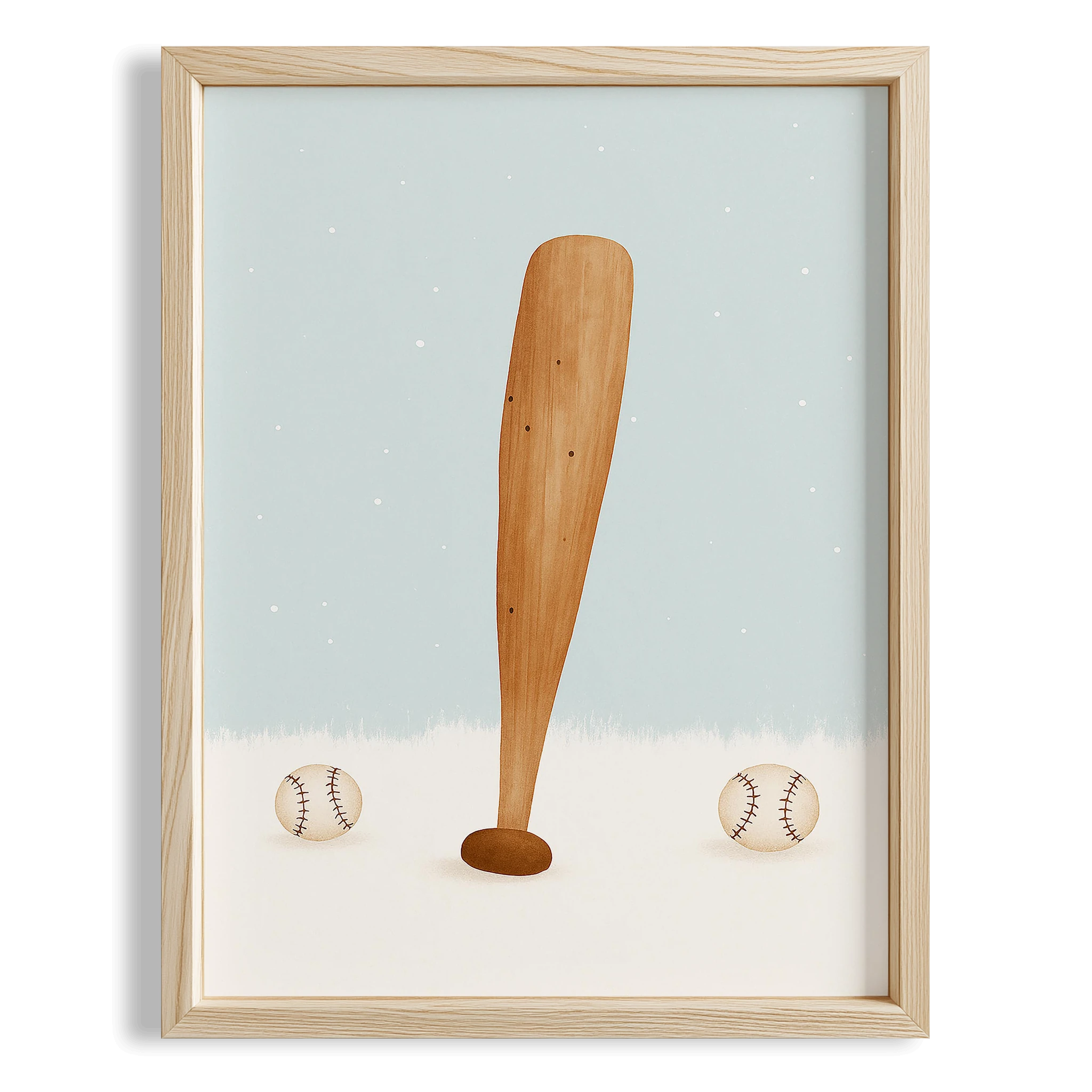 Beyzbol Sopası ve Topu Spor Temalı Erkek Çocuk Odası Ahşap Tablo