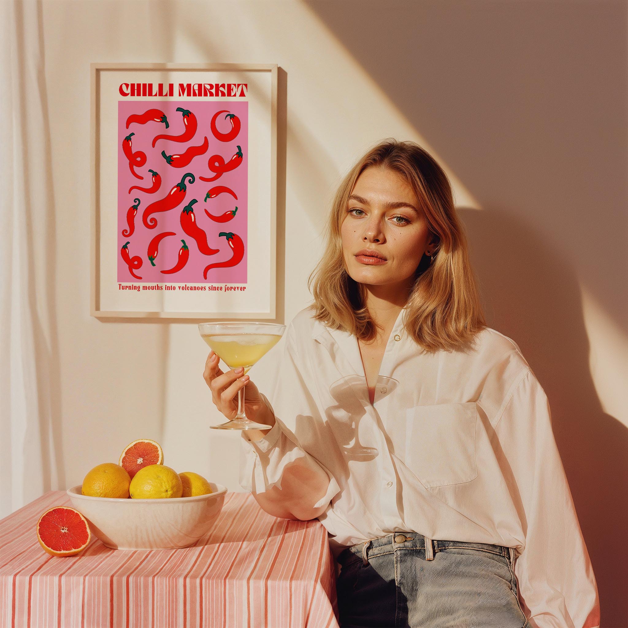 Chilli Market Acı Biber Sebzeler Mutfak Duvar Tablosu II