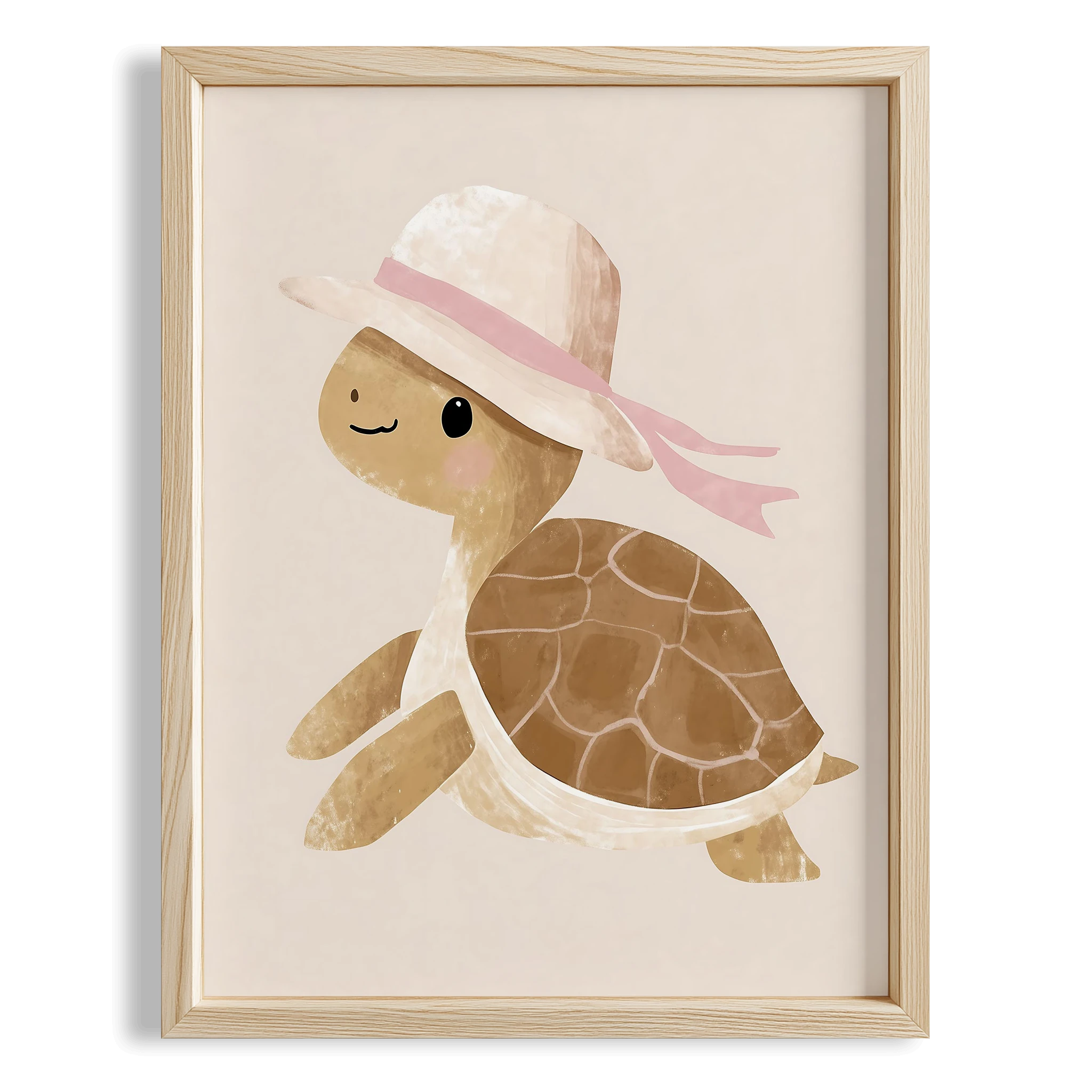 Bohem Şapkalı Kaplumbağa Kız Çocuk Odası Ahşap Tablo