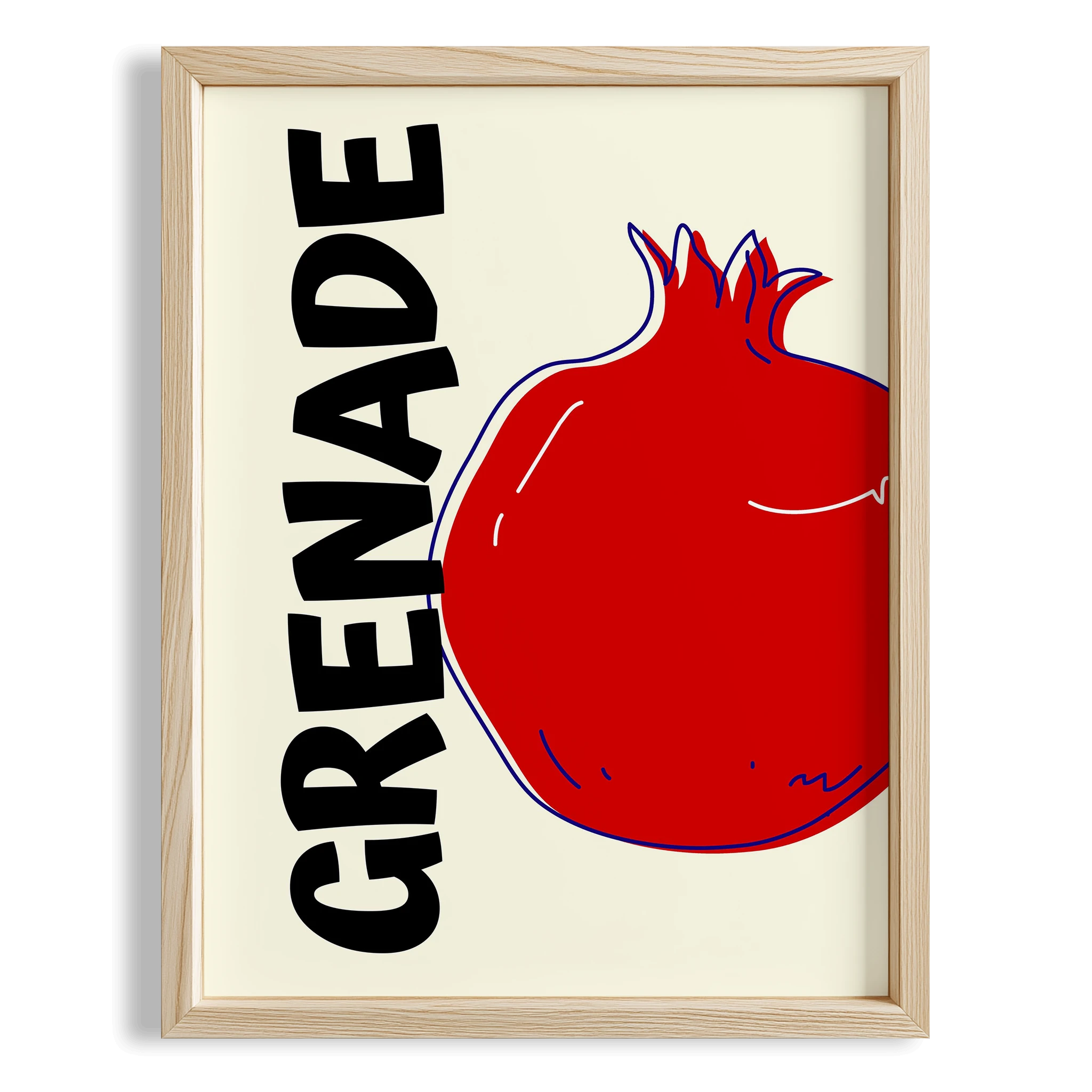 Nar Meyveler Tipografi Mutfak Duvar Tablosu