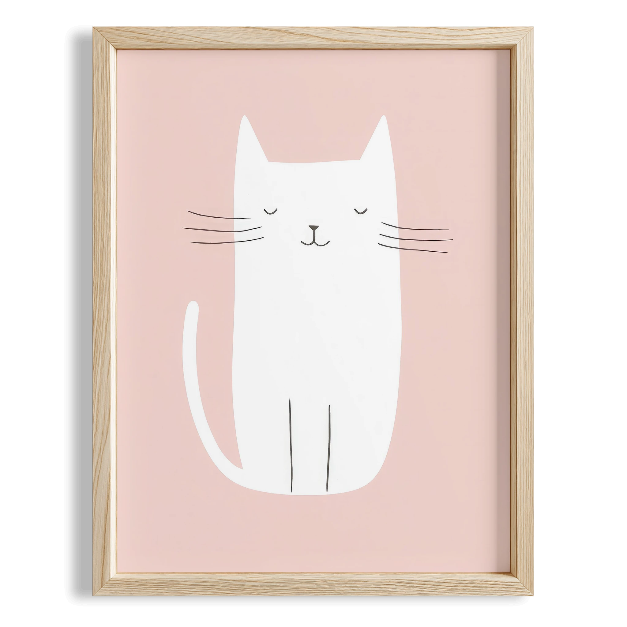 Beyaz Kedi - Pembe Fon