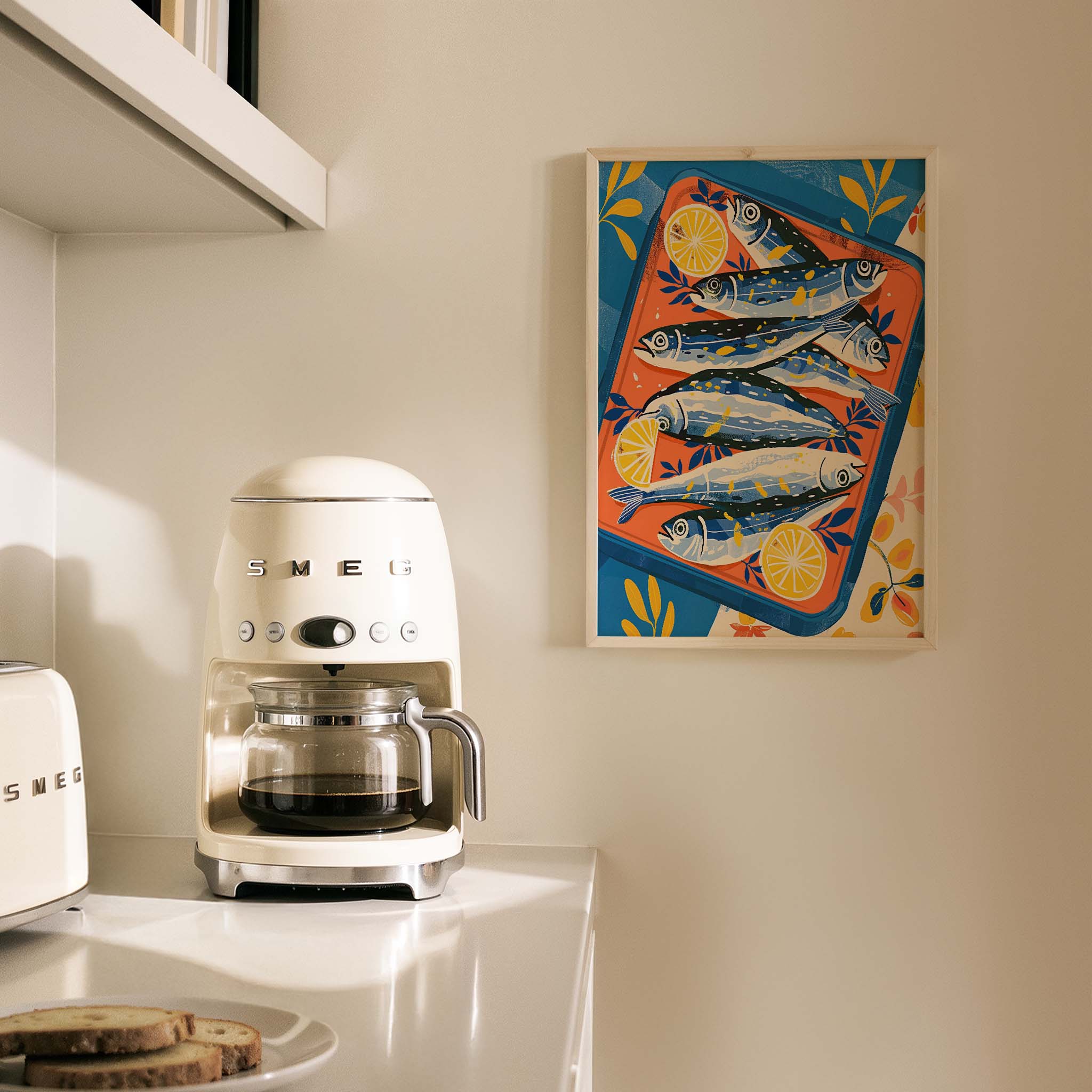 Sardalyalar Coastal Stili Mutfak Duvar Tablosu II