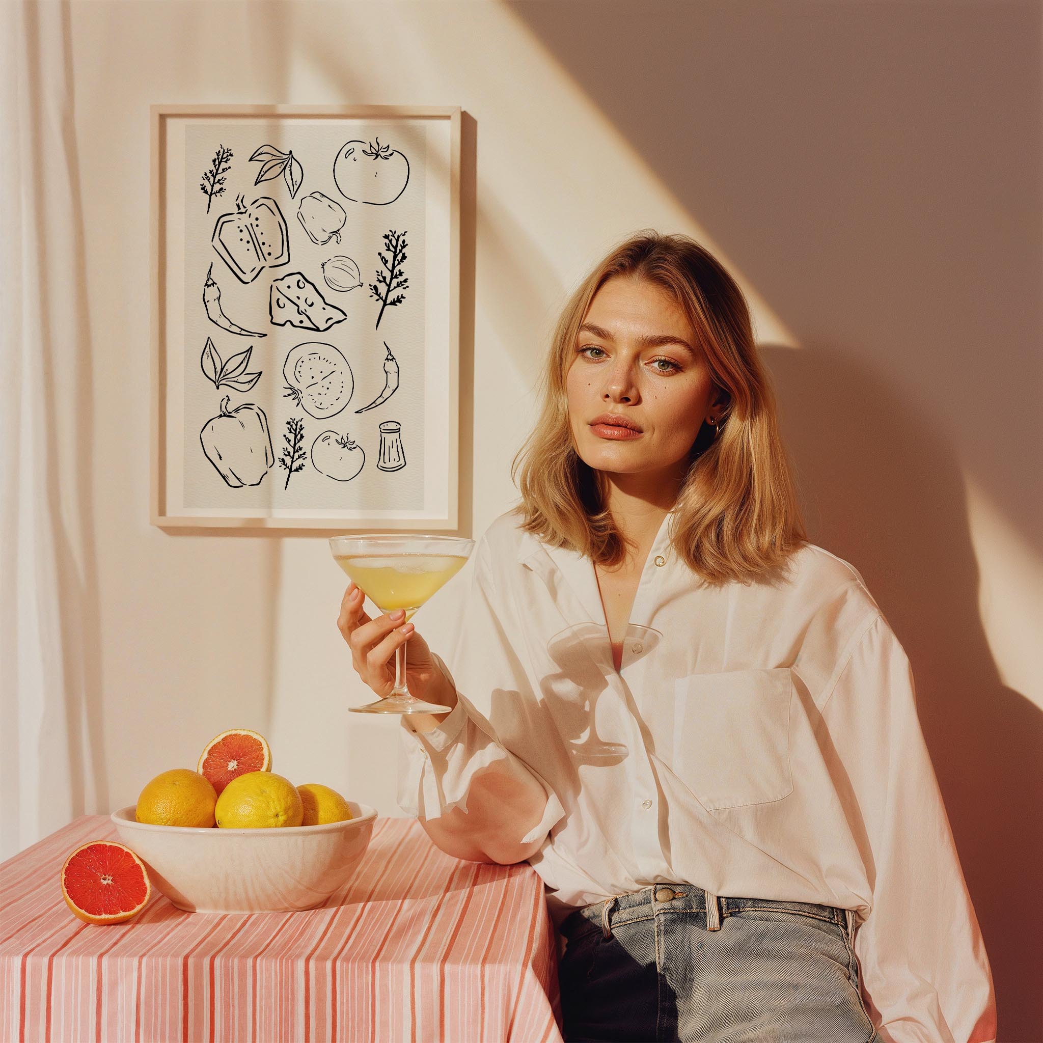 Minimal Sebzeler Mutfak Duvar Tablosu