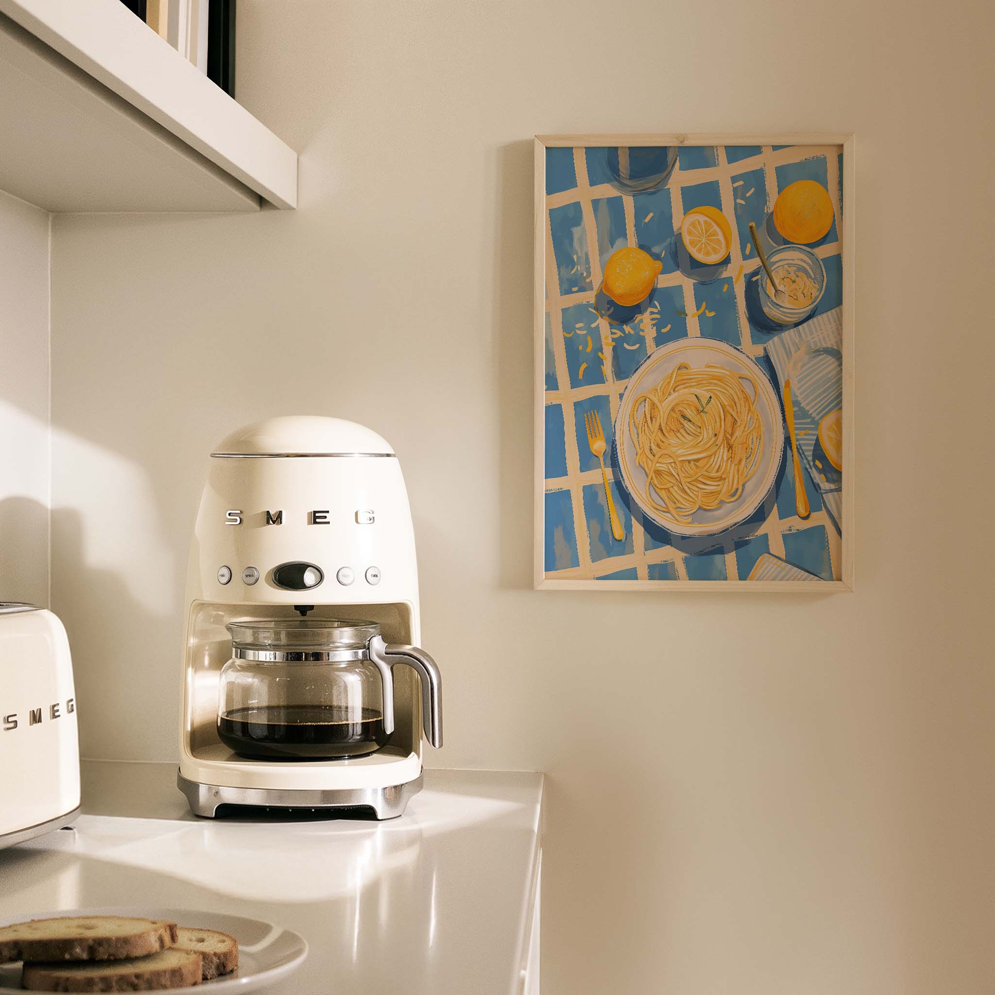 Limonlu Spagetti Tabak Retro Sofra Mutfak Duvar Tablosu