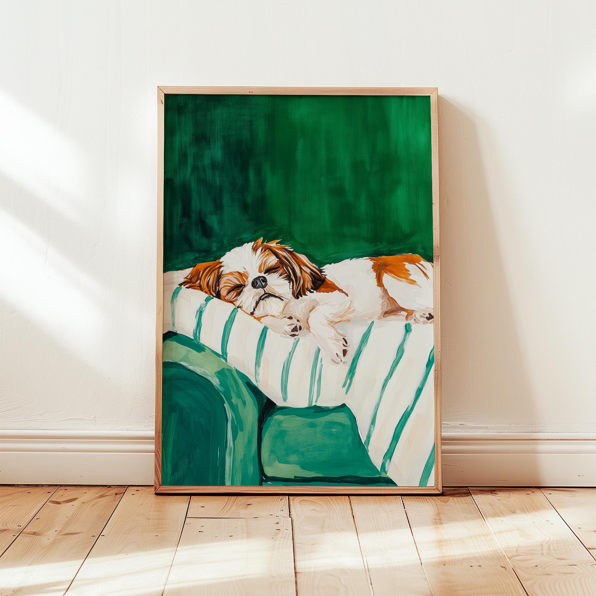 Köpek Portre VI - Shih Tzu Çizgili Zümrüt