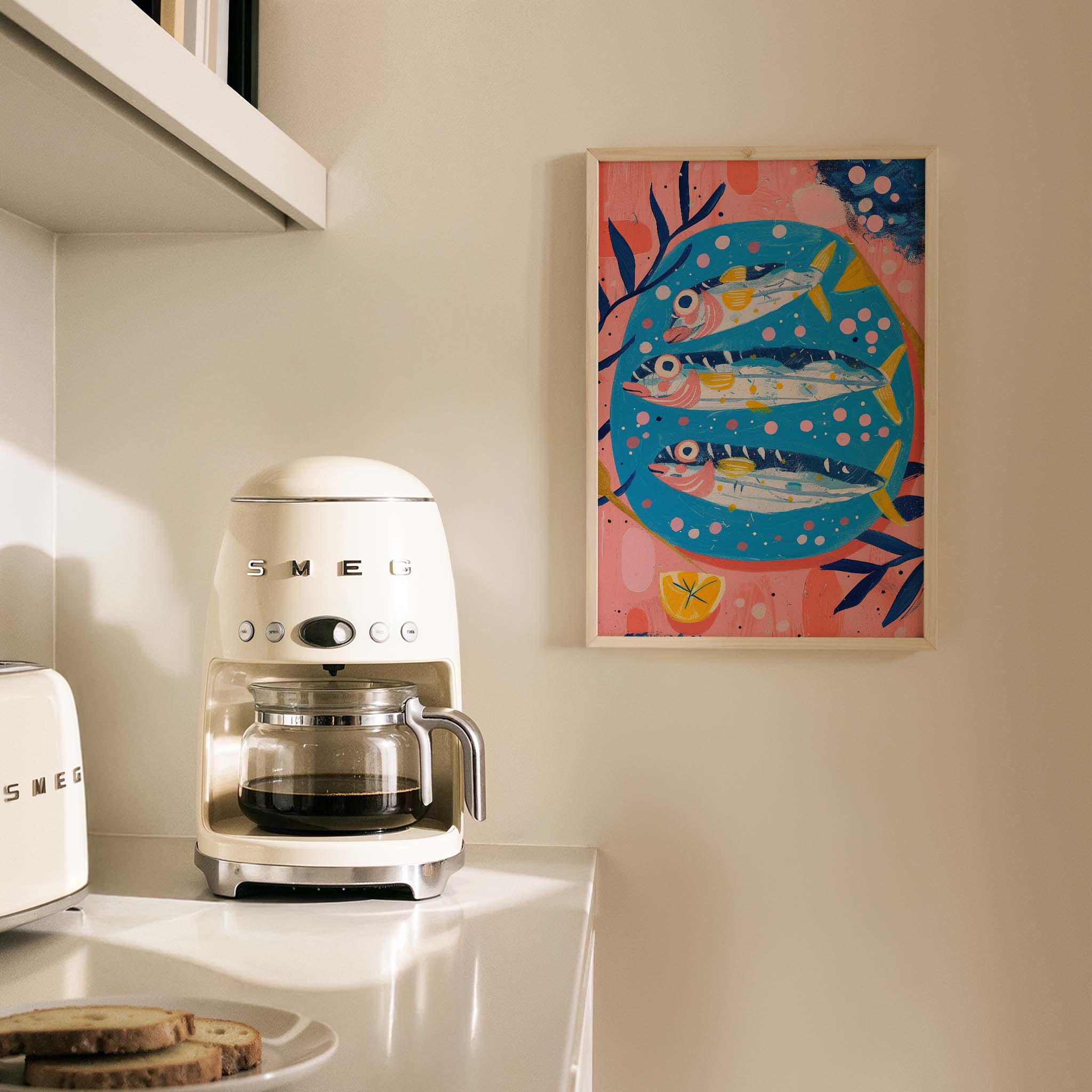 Sardalyalar Coastal Stili Mutfak Duvar Tablosu