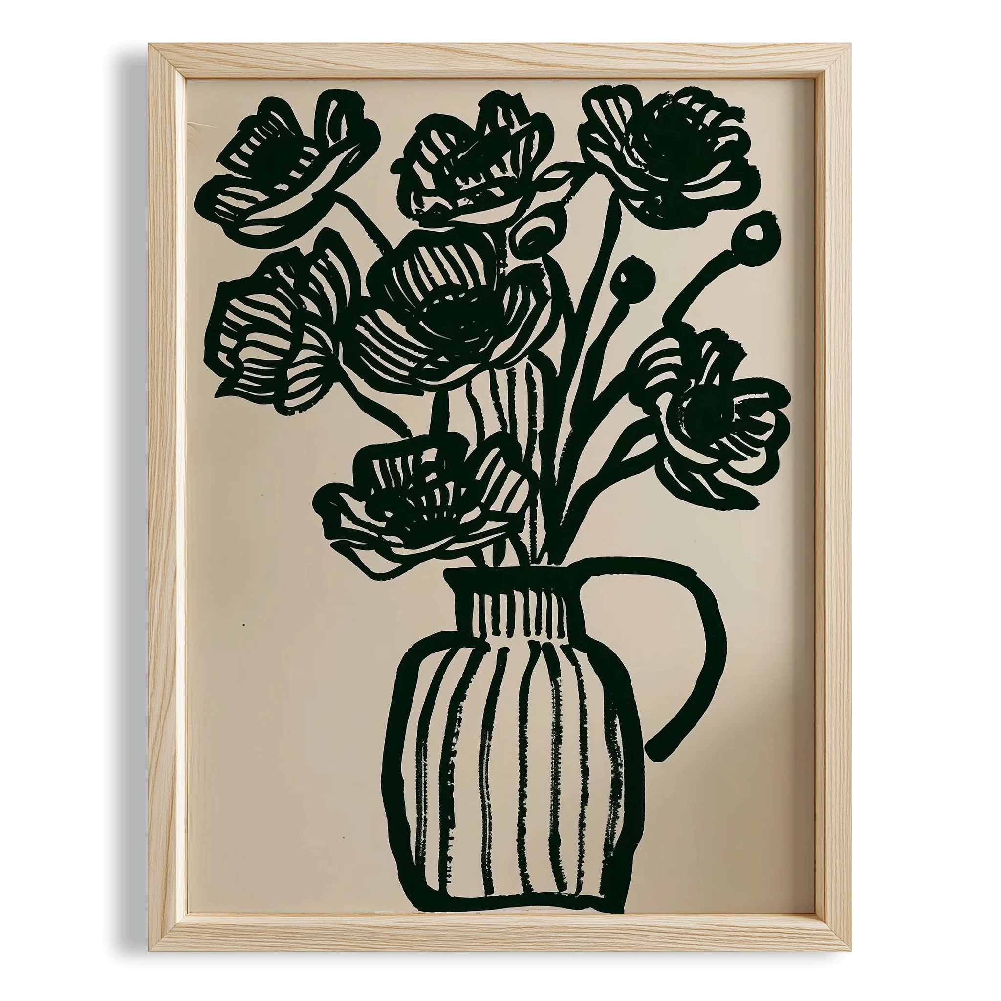 Vazo ve Çiçekler I - Siyah Bej
