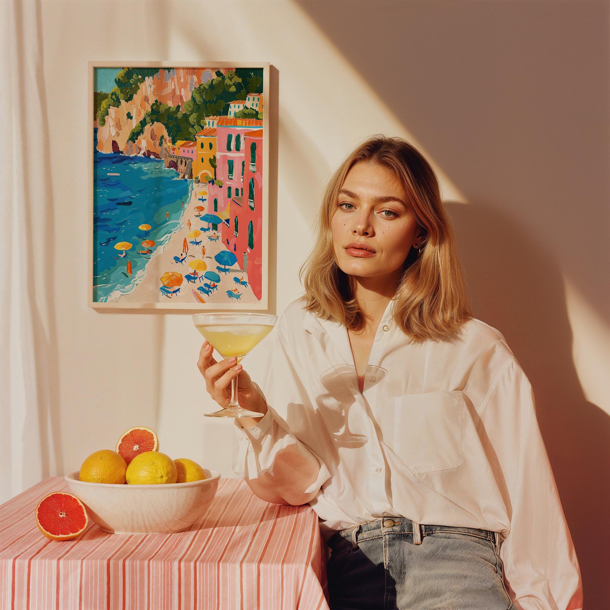 Amalfi Plajı Akdeniz İtalya Koleksiyonu Mutfak Duvar Tablosu