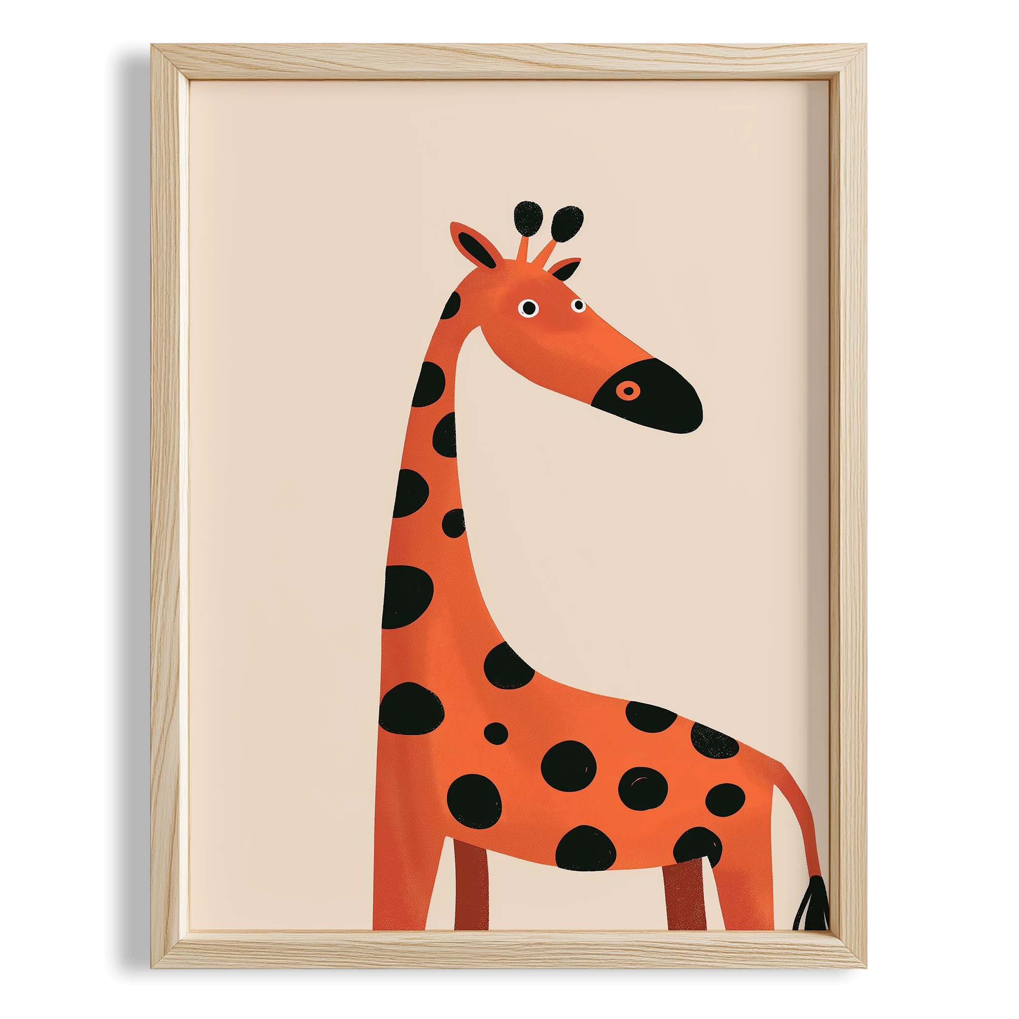Benekli Zürafa Eklektik Tarzda Çocuk Odası Dekorasyonu Ahşap Çerçeveli Duvar Tablosu