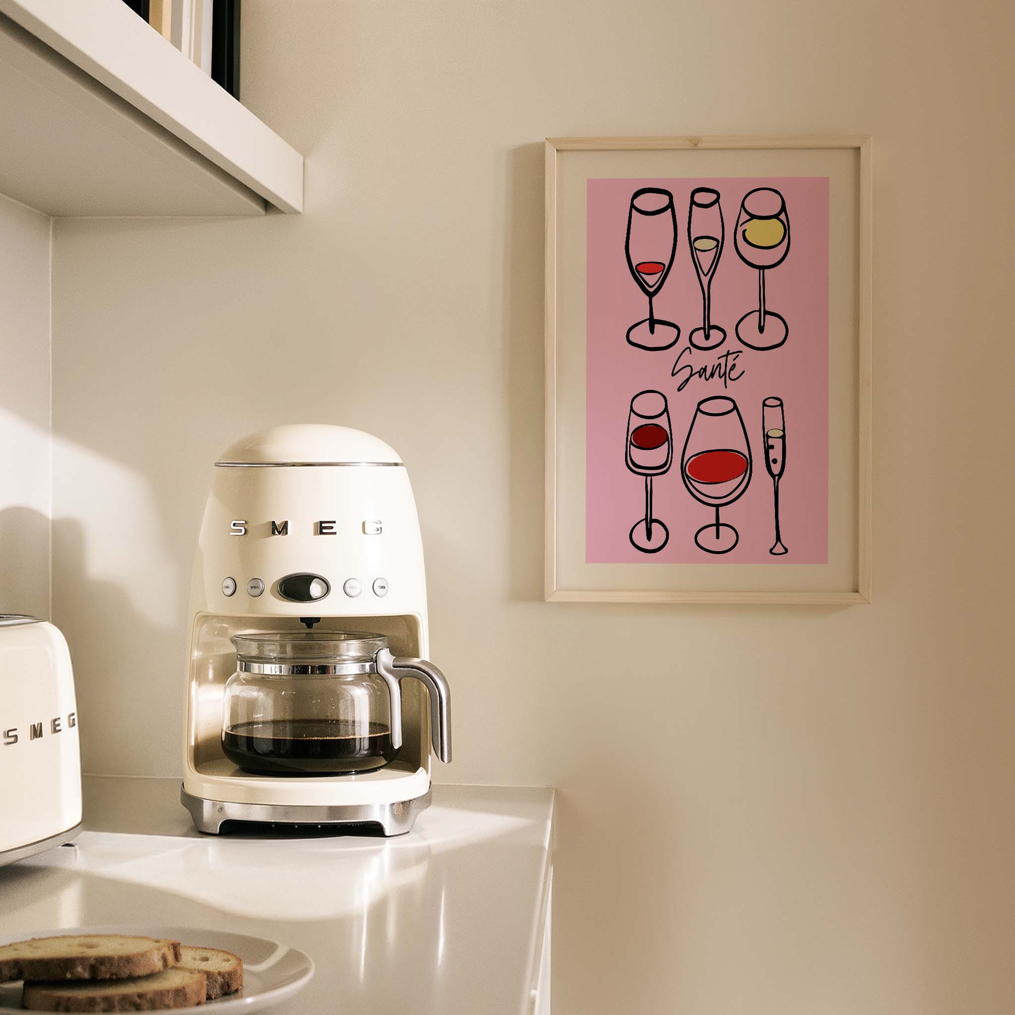 Şarap Kadehleri İllüstrasyon Mutfak Duvar Tablosu