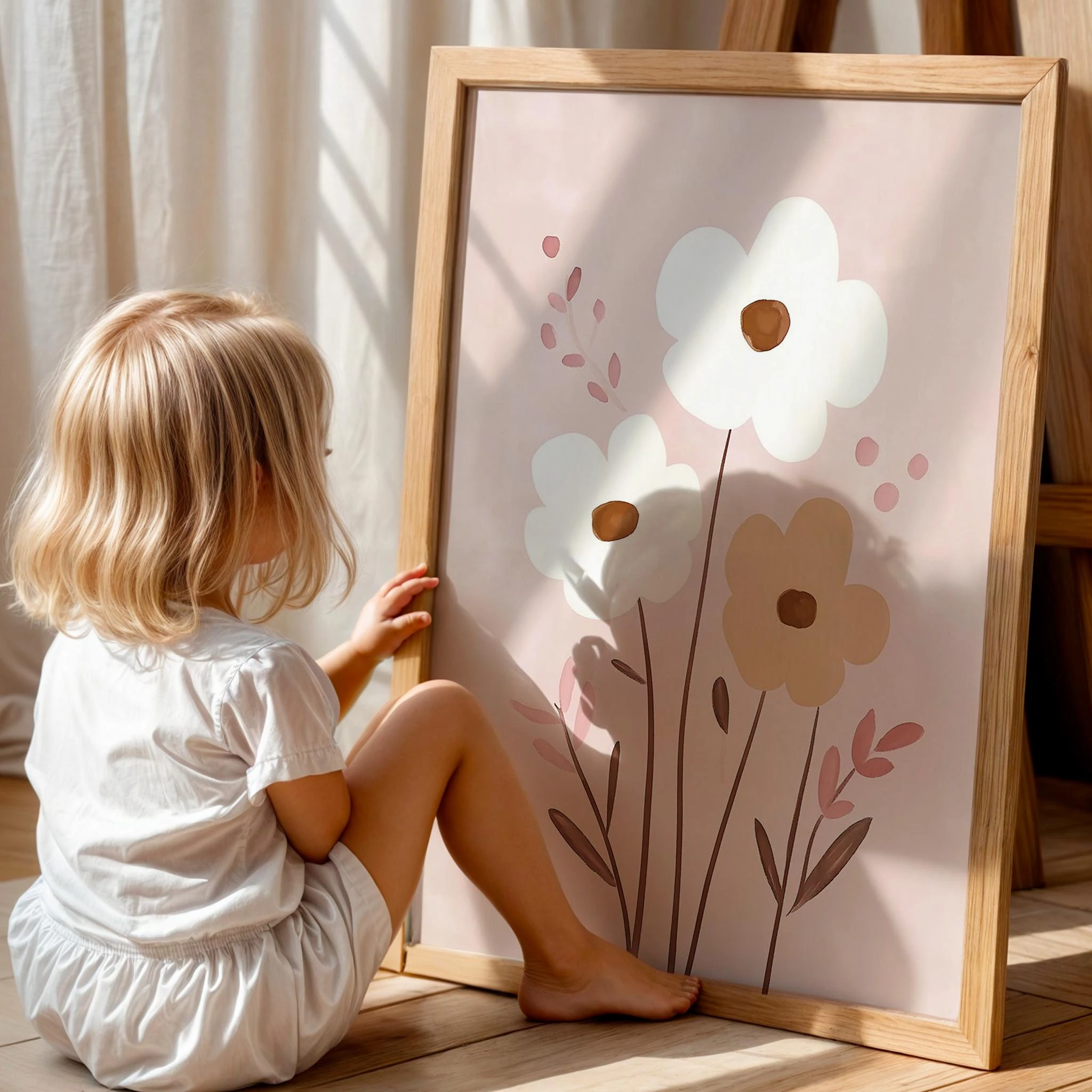 Bohem Çiçek Tarlası Kız Çocuk Odası Ahşap Tablo