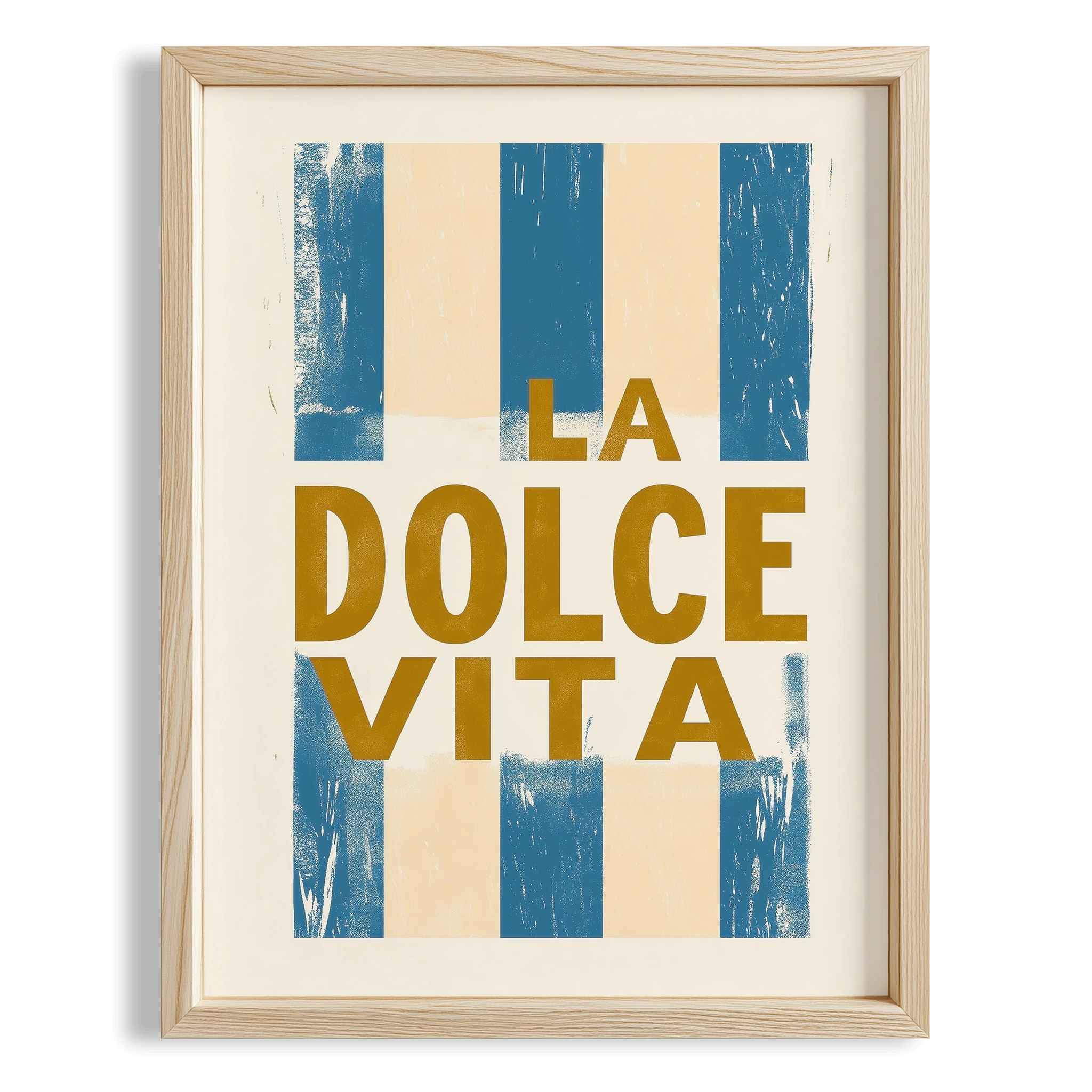 La Dolce Vita Çizgili İtalyanca Tipografi Mutfak Duvar Tablosu