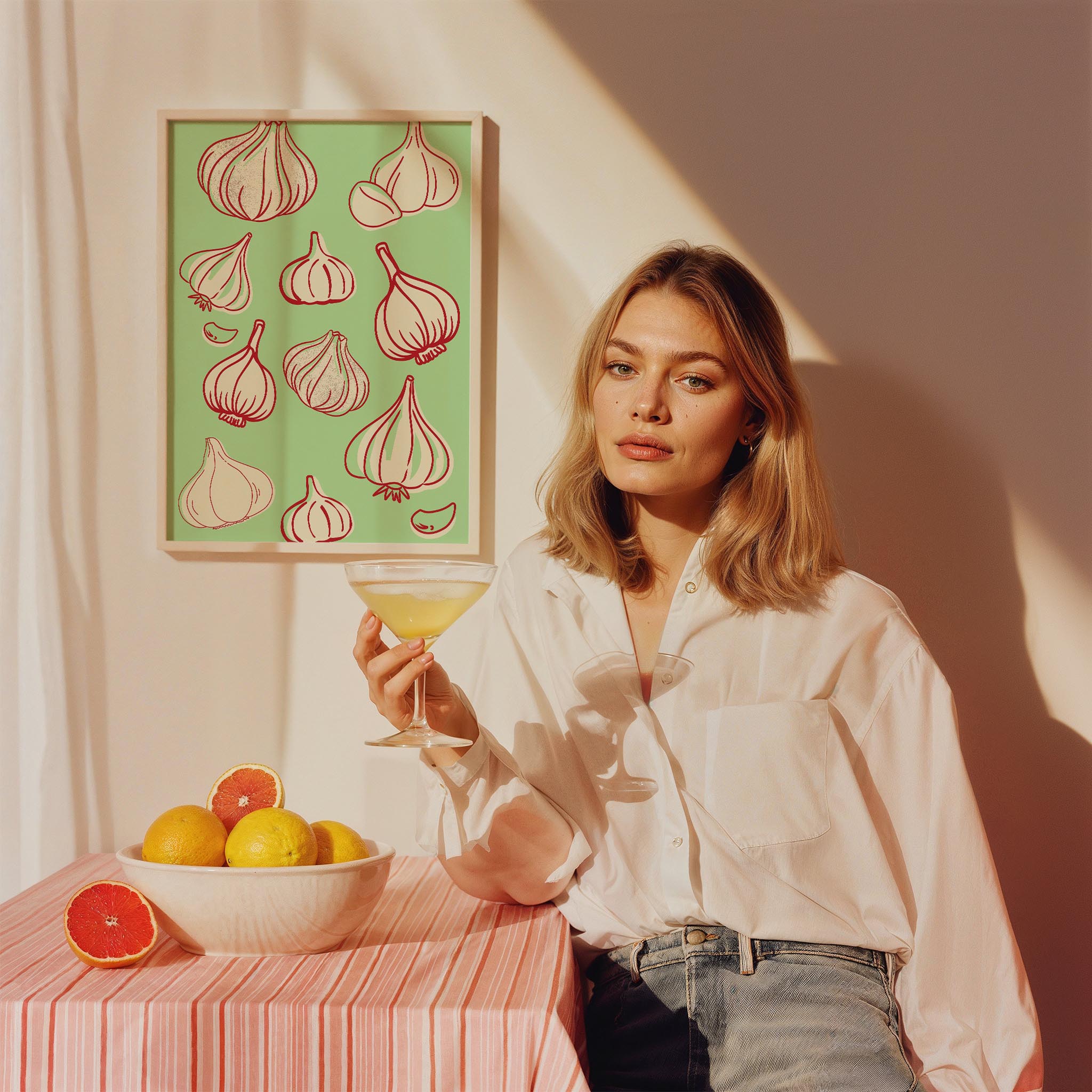 Sarımsak Sebzeler Akdeniz İtalya Koleksiyonu Mutfak Duvar Tablosu