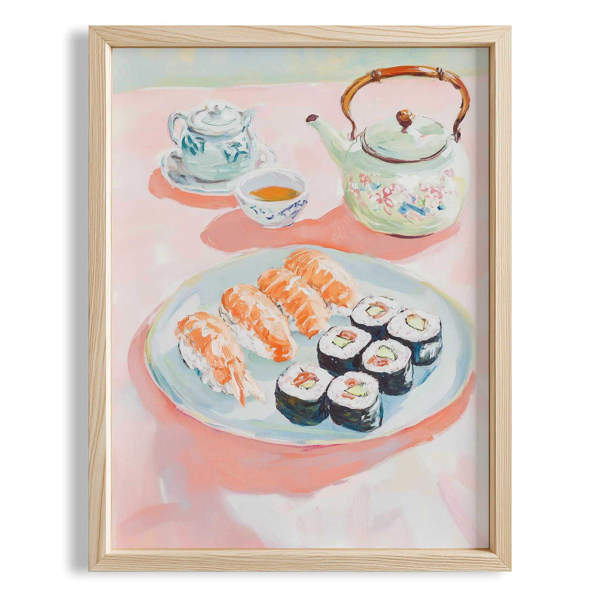 Sushi Sofrası ve Çay Seremonisi Japon Tarzı Mutfak Duvar Tablosu