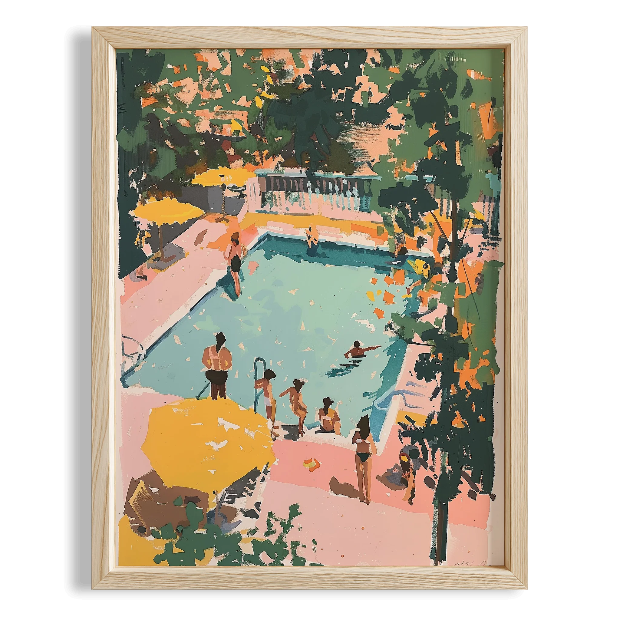 Havuz Kenarında İnsanlar Maximalist - Duvar Tablosu