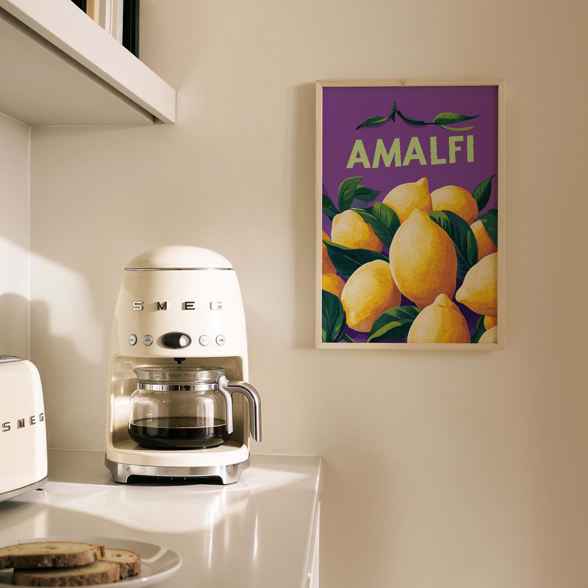 Amalfi Limonlar İllüstasyonu İtalya Koleksiyonu Mutfak Duvar Tablosu