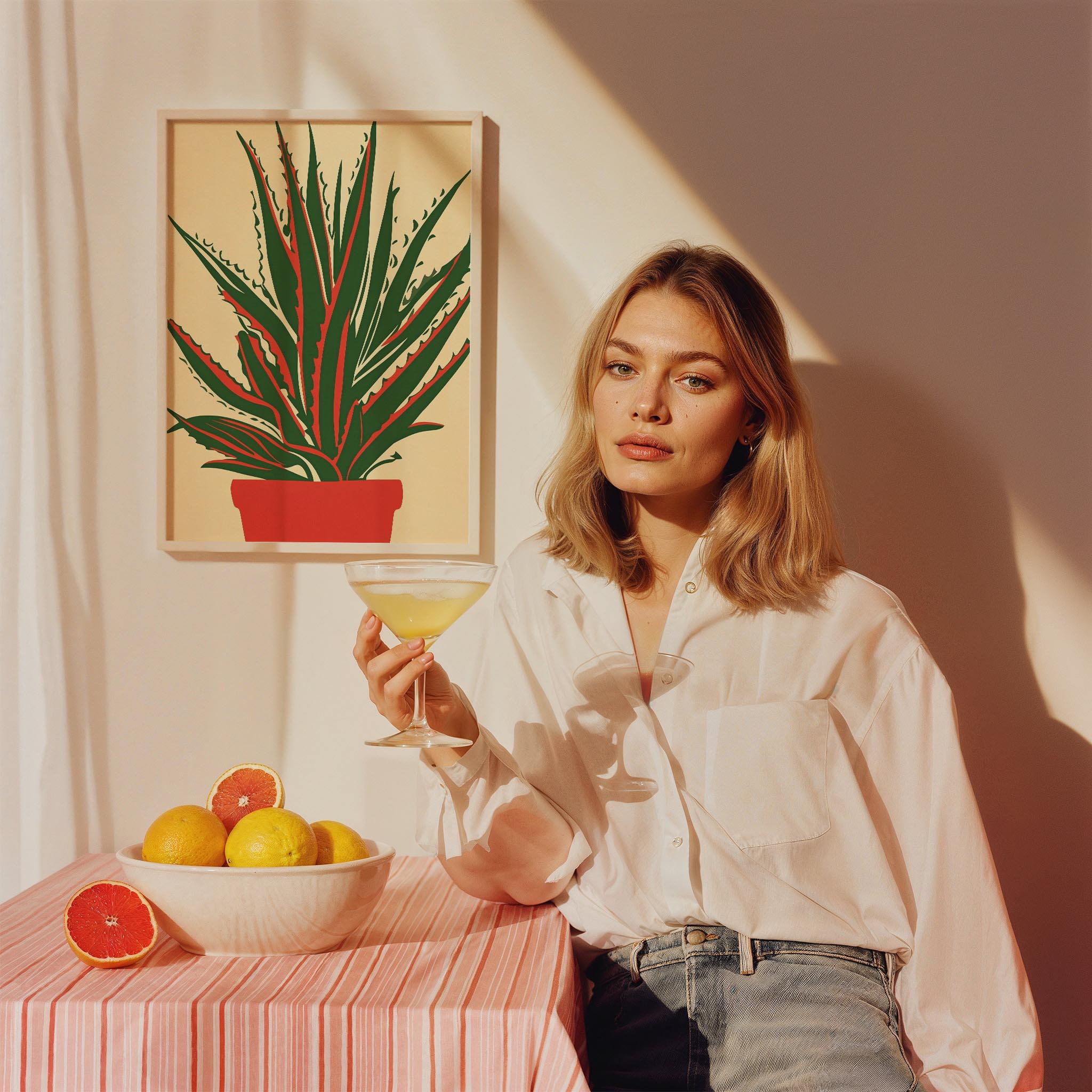 Aloe Vera Bitkisi Minimal Çizim - Duvar Tablosu