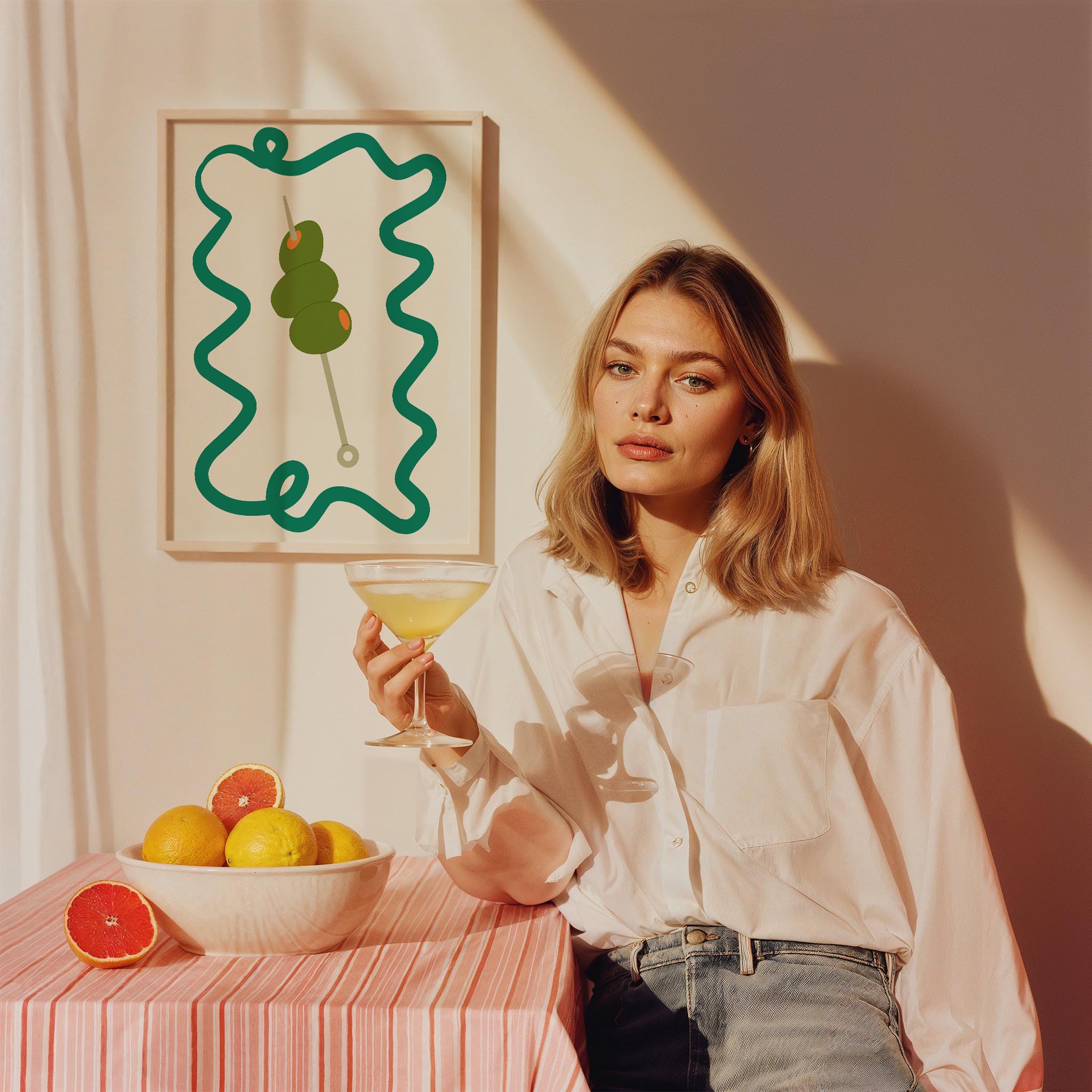 Martini Zeytin Kokteyller Mutfak Duvar Tablosu