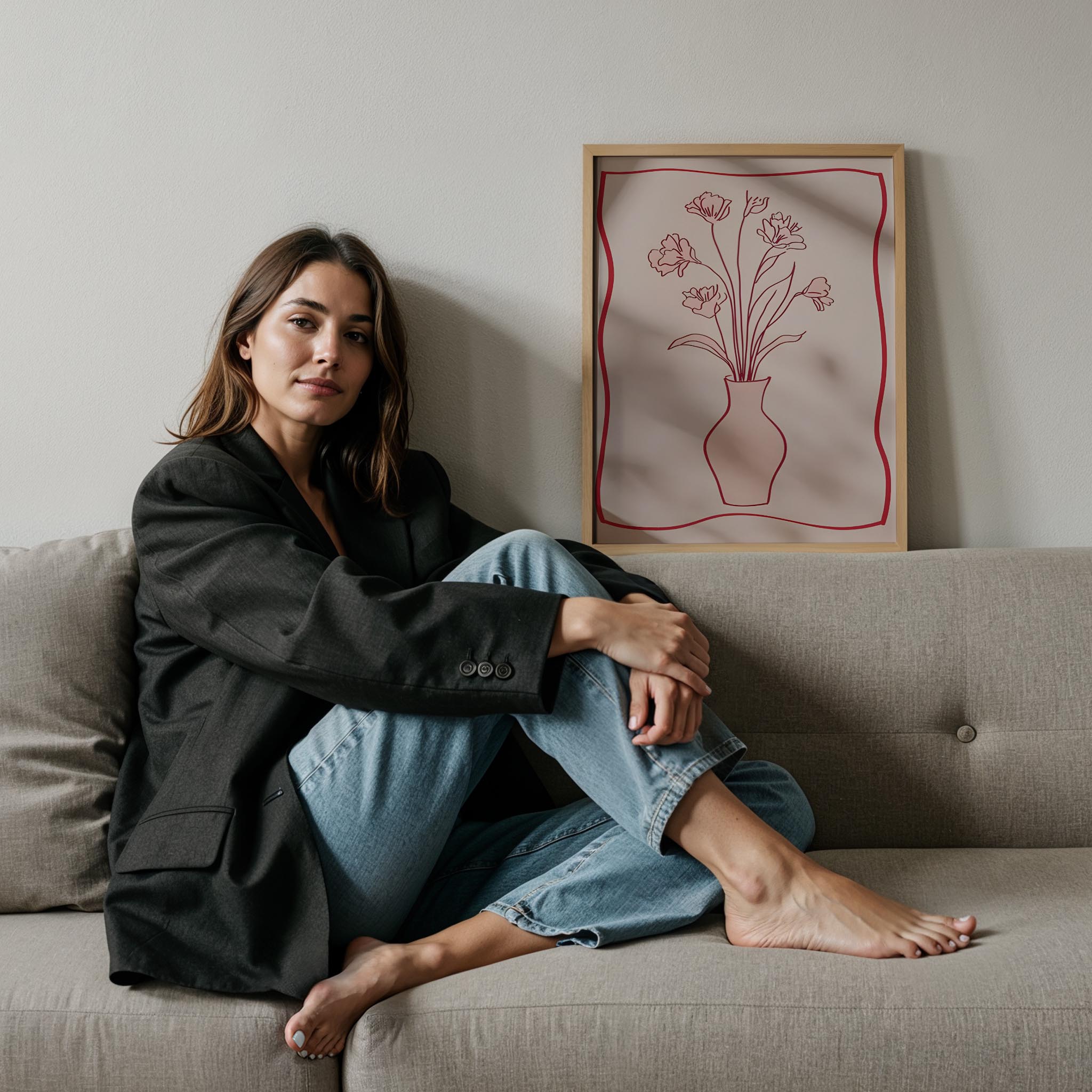 Çizgisel Vazo I - Çiçek Çerçeve