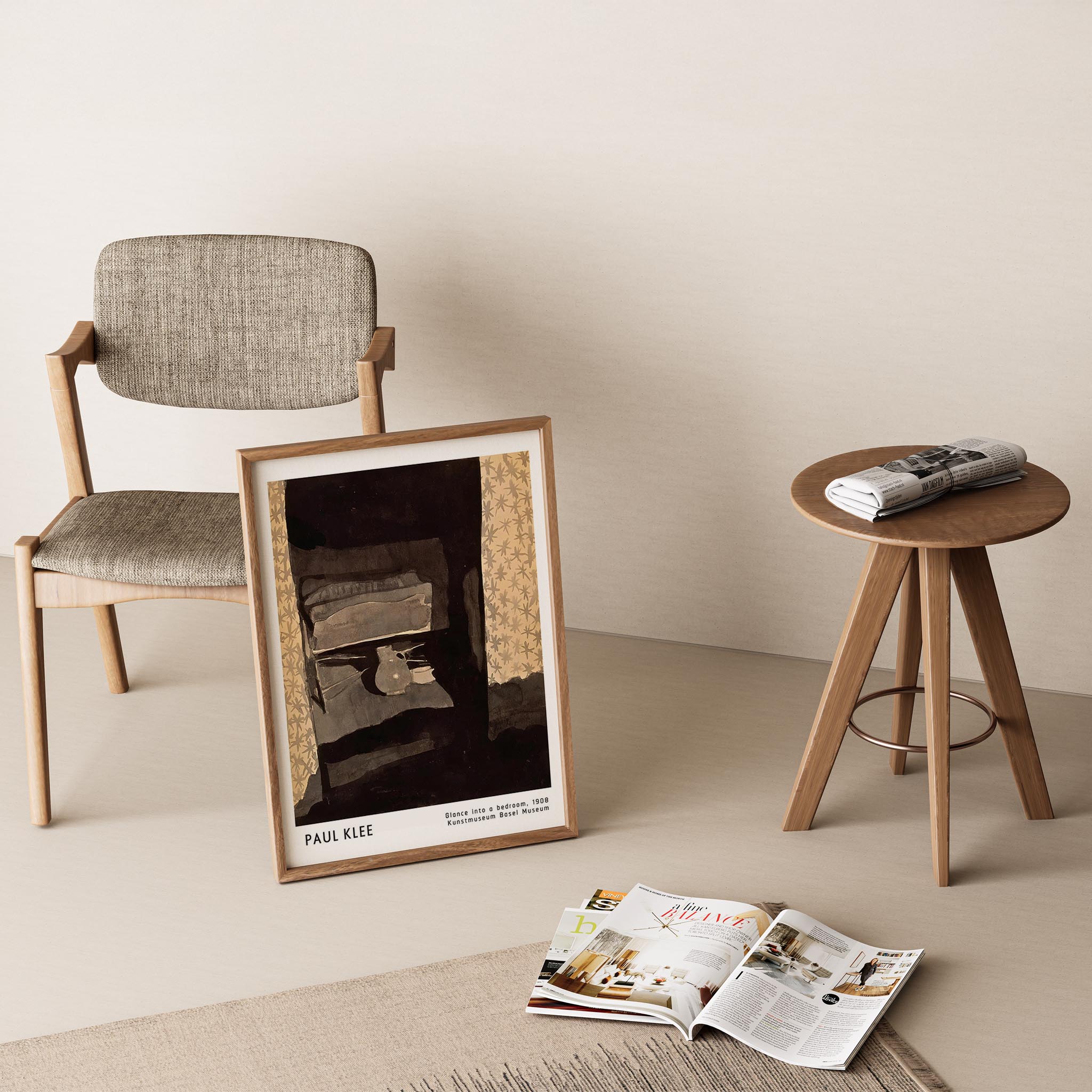 Paul Klee Bir Yatak Odasına Bakış 1908 Suluboya I Duvar Tablosu