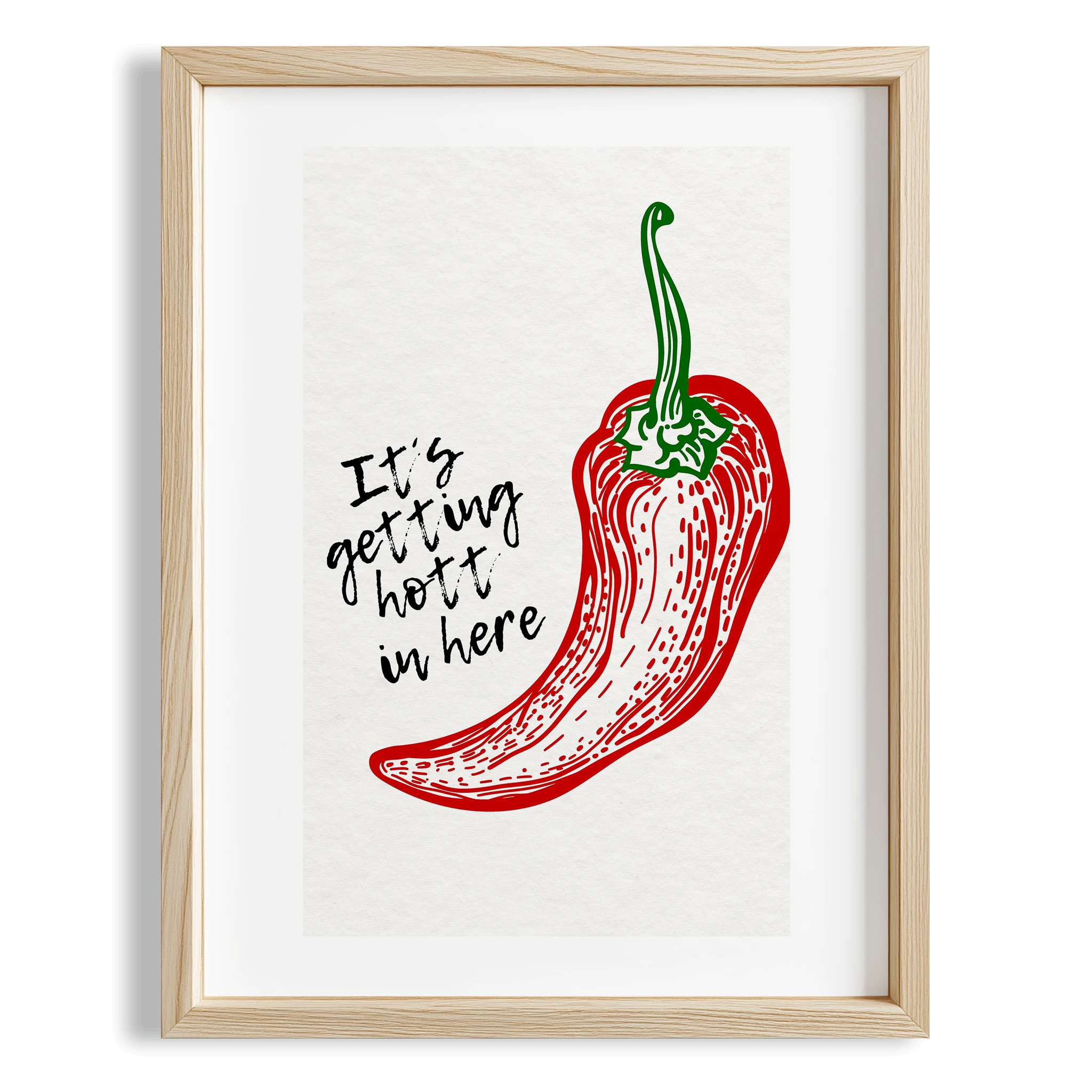 Acı Biber It's Getting Hot Sebzeler Tipografi Mutfak Duvar Tablosu