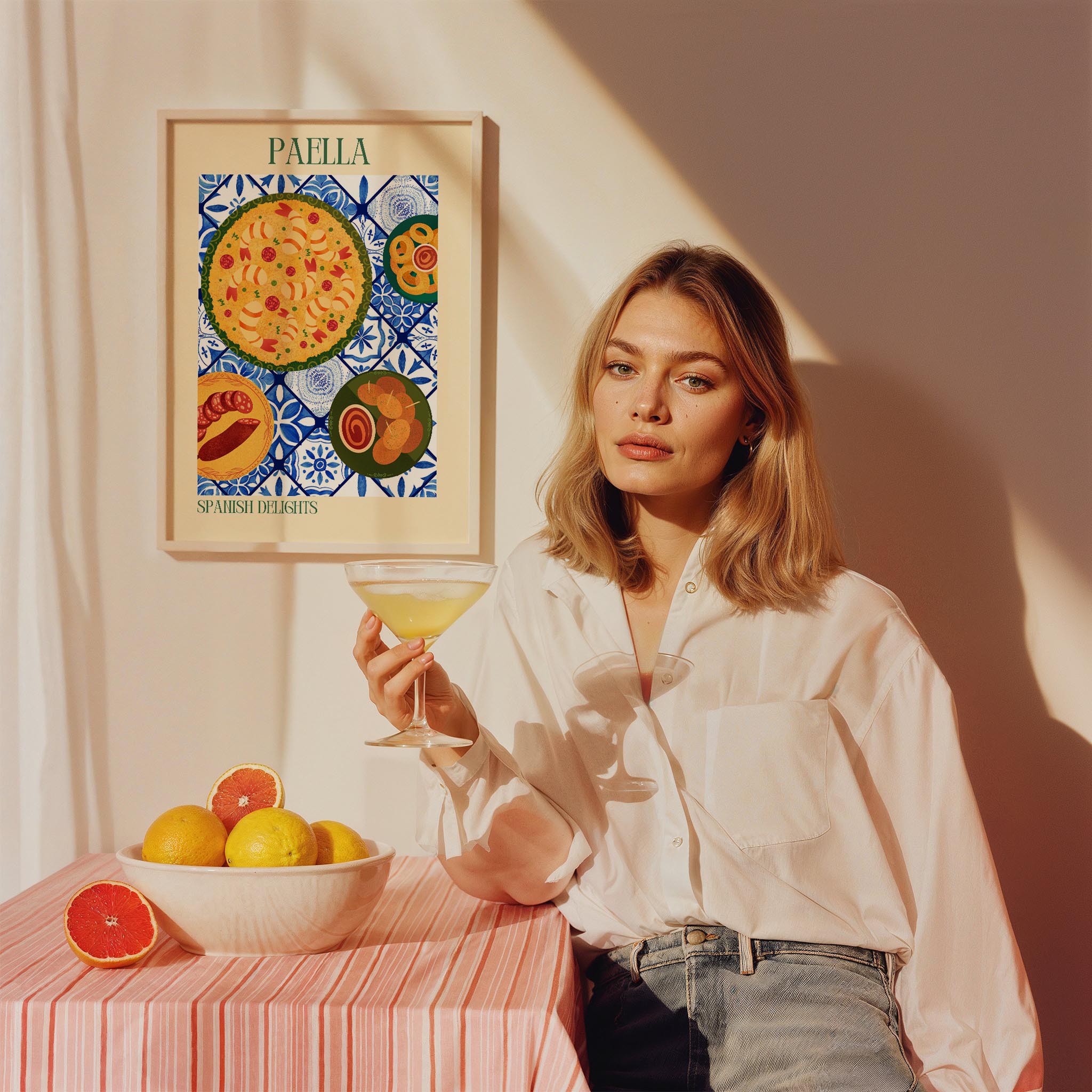 Paella Seramik Desen I Akdeniz İspanya Koleksiyonu Mutfak Duvar Tablosu