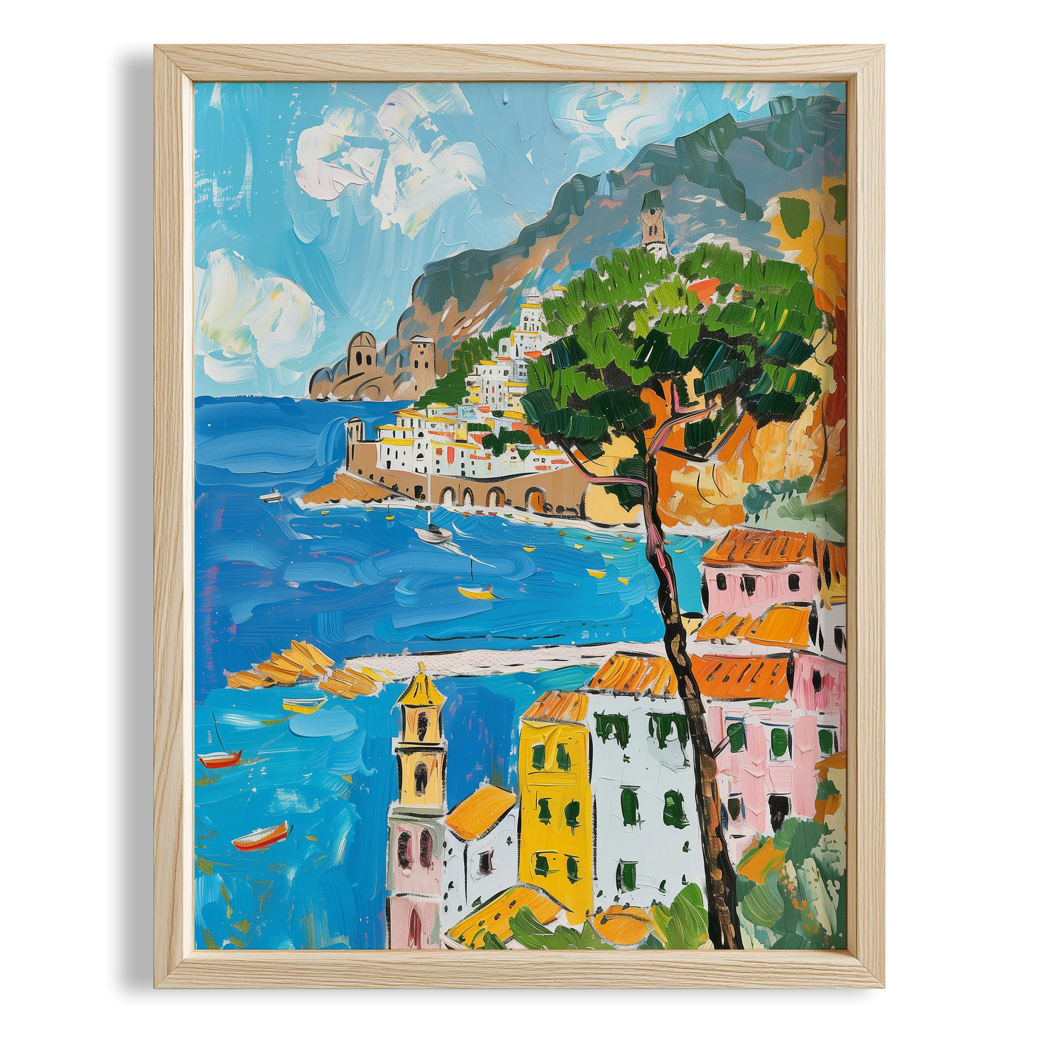 Amalfi Kıyısı Panoramik Manzara İtalya Koleksiyonu Mutfak Duvar Tablosu