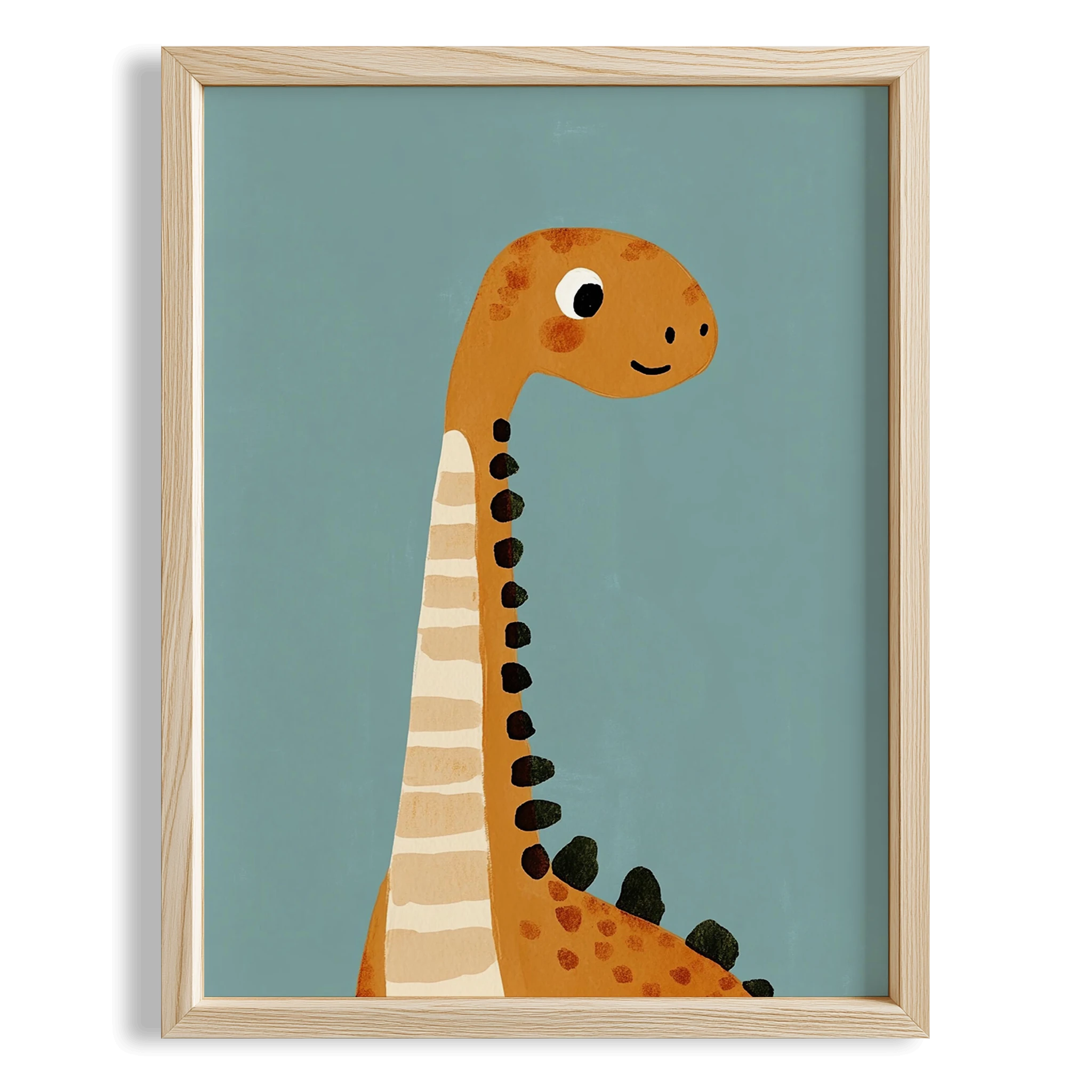 Sevimli Dinozor Temalı Mavi Fonlu Çocuk Odası Ahşap Tablo II