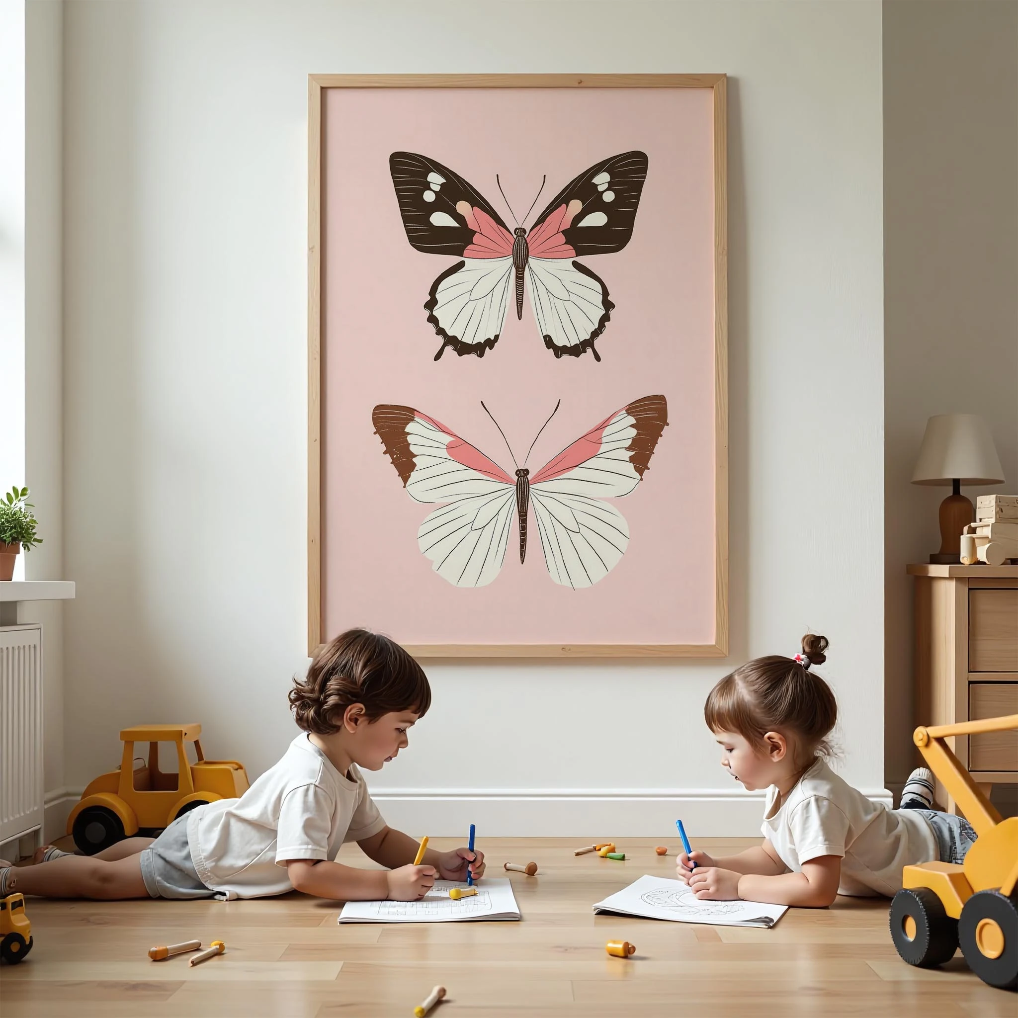 Kelebekler - Pembe Fon