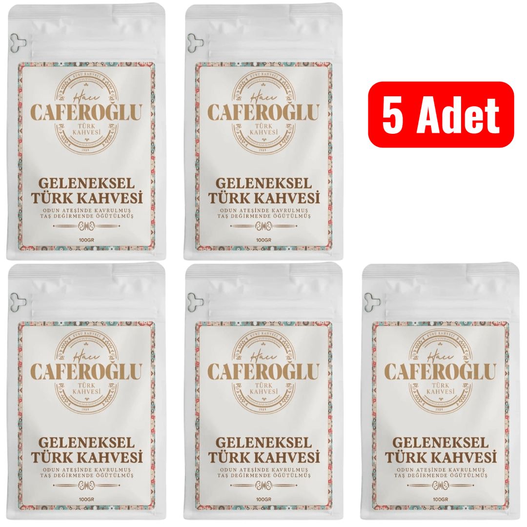 Odun Ateşinde Kavrulmuş Taş Değirmende Öğütülmüş Türk Kahvesi (5 Adet 100 Gram)