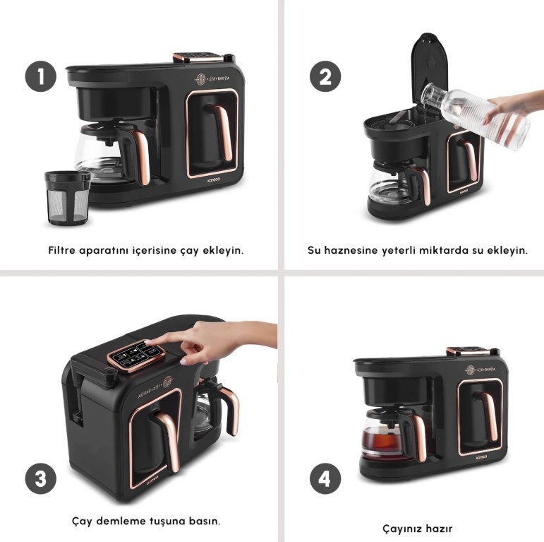 Karaca Hatır Plus Barista 6 in 1 Latte Cappuccino ve Közde Türk Kahve Makinesi Black Copper