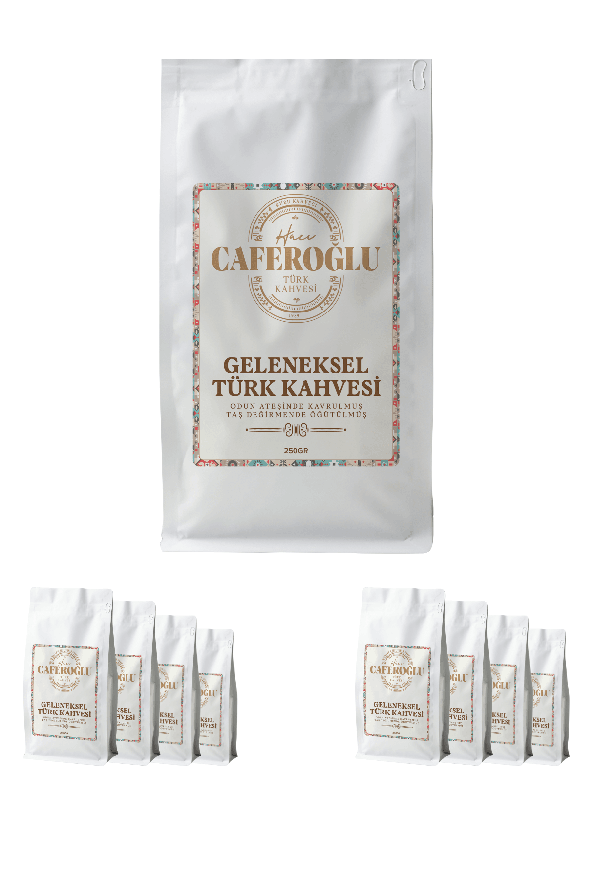 Odun Ateşinde Kavrulmuş Taş Değirmende Öğütülmüş Geleneksel Türk Kahvesi (8 Adet 250 Gr / 2 Kg)