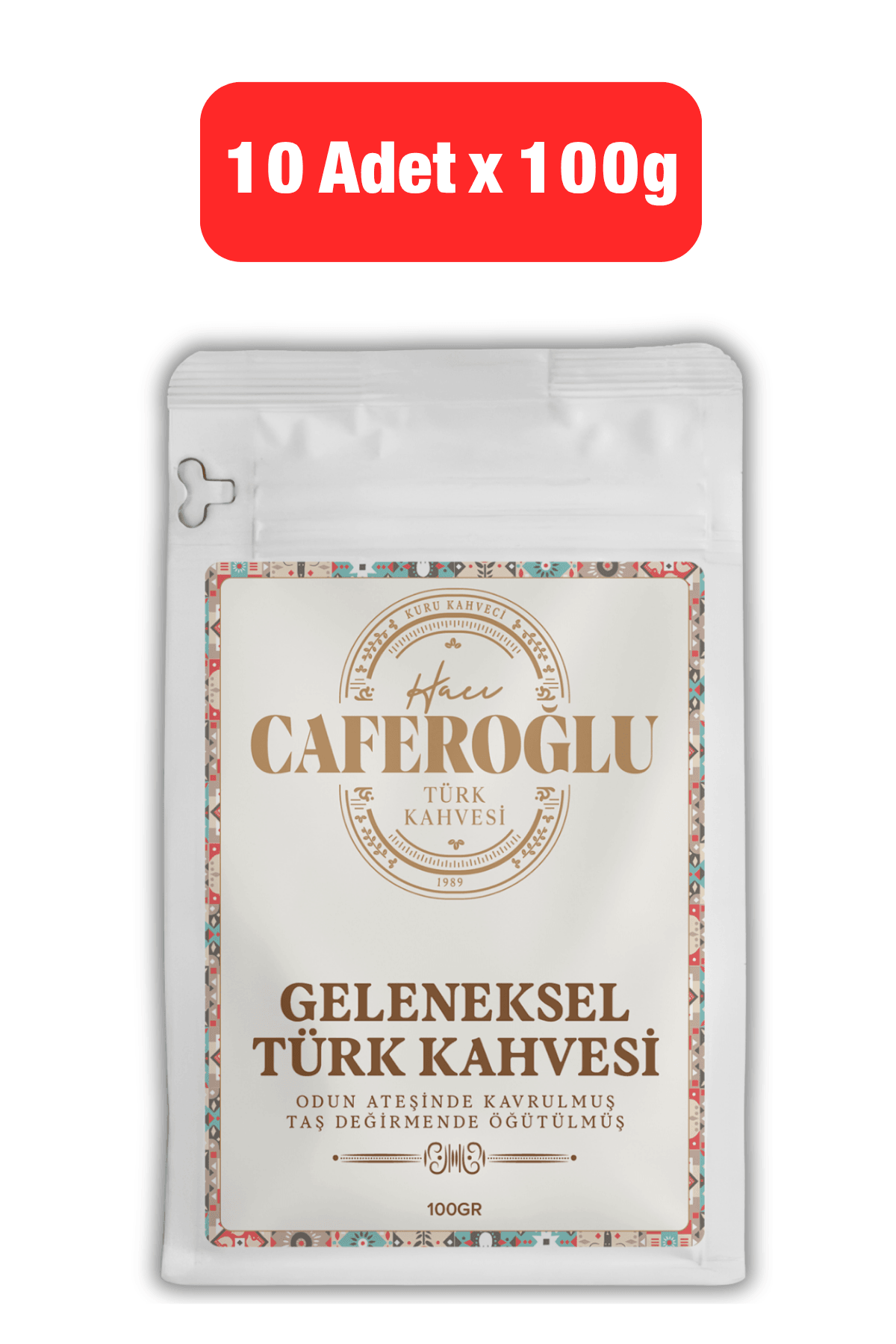 Odun Ateşinde kavrulmuş Taş Değirmende Öğütülmüş Türk Kahvesi (10 Adet 100 Gram Paket / 1 Kg)
