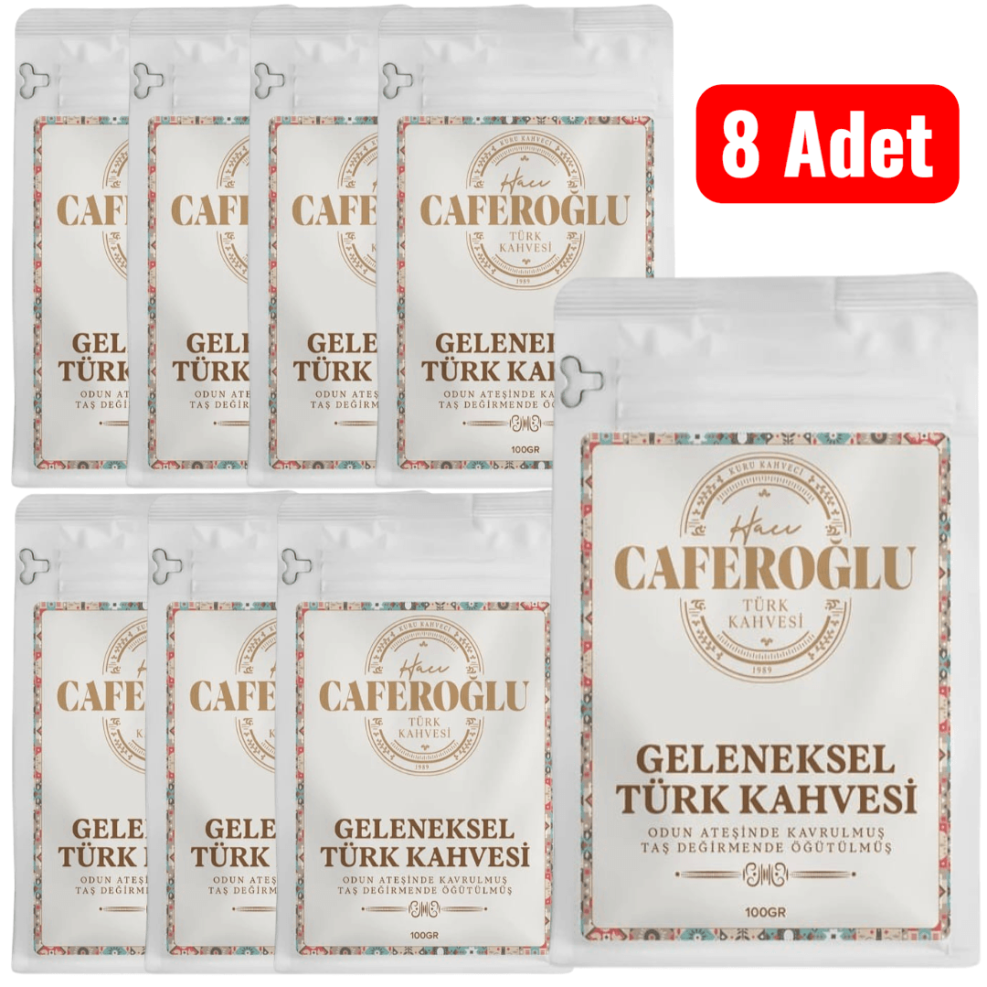 Odun Ateşinde Kavrulmuş Taş Değirmende Öğütülmüş Türk Kahvesi (8 Adet 100 Gram)