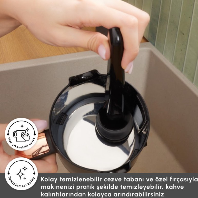 Karaca Hatır Plus Barista 6 in 1 Latte Cappuccino ve Közde Türk Kahve Makinesi Black Copper