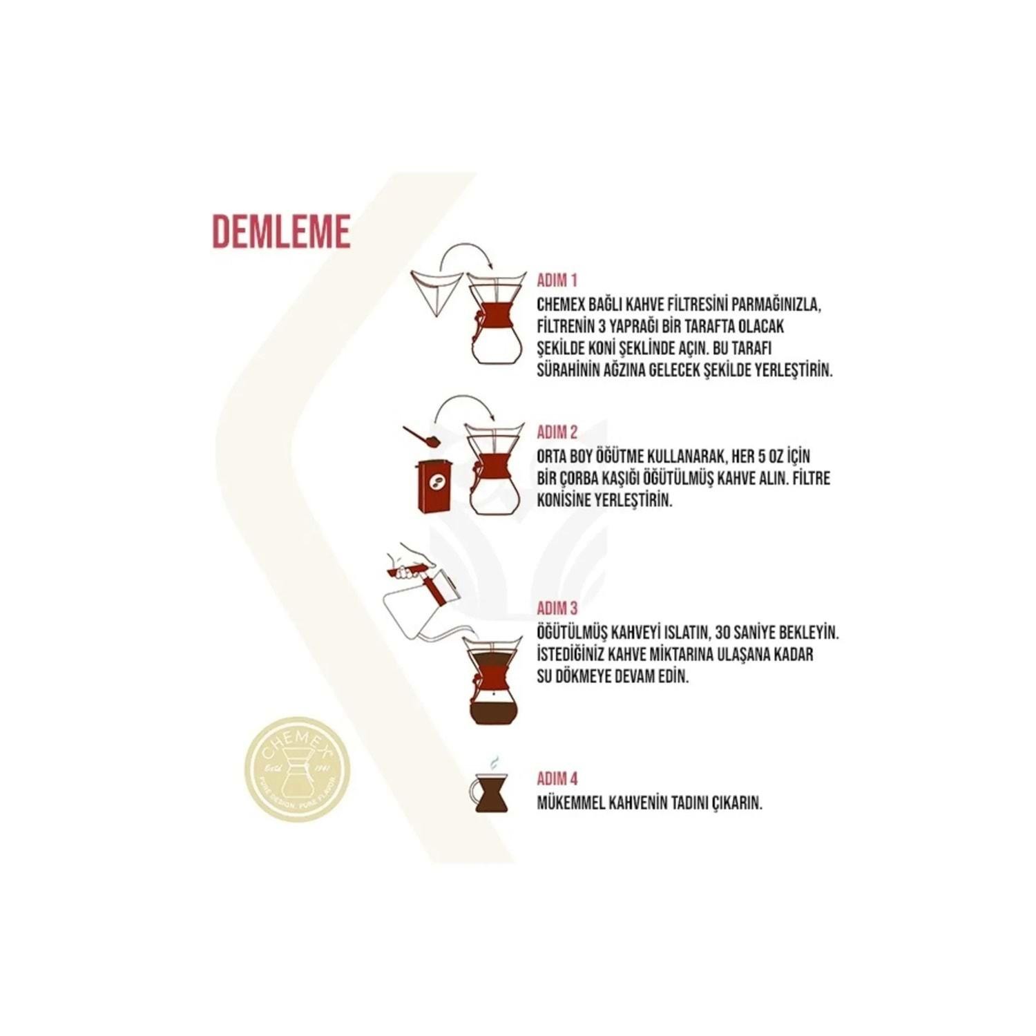 Chemex Uyumlu Filtre Kahve Kağıdı 6-8 Cup 100 Adet